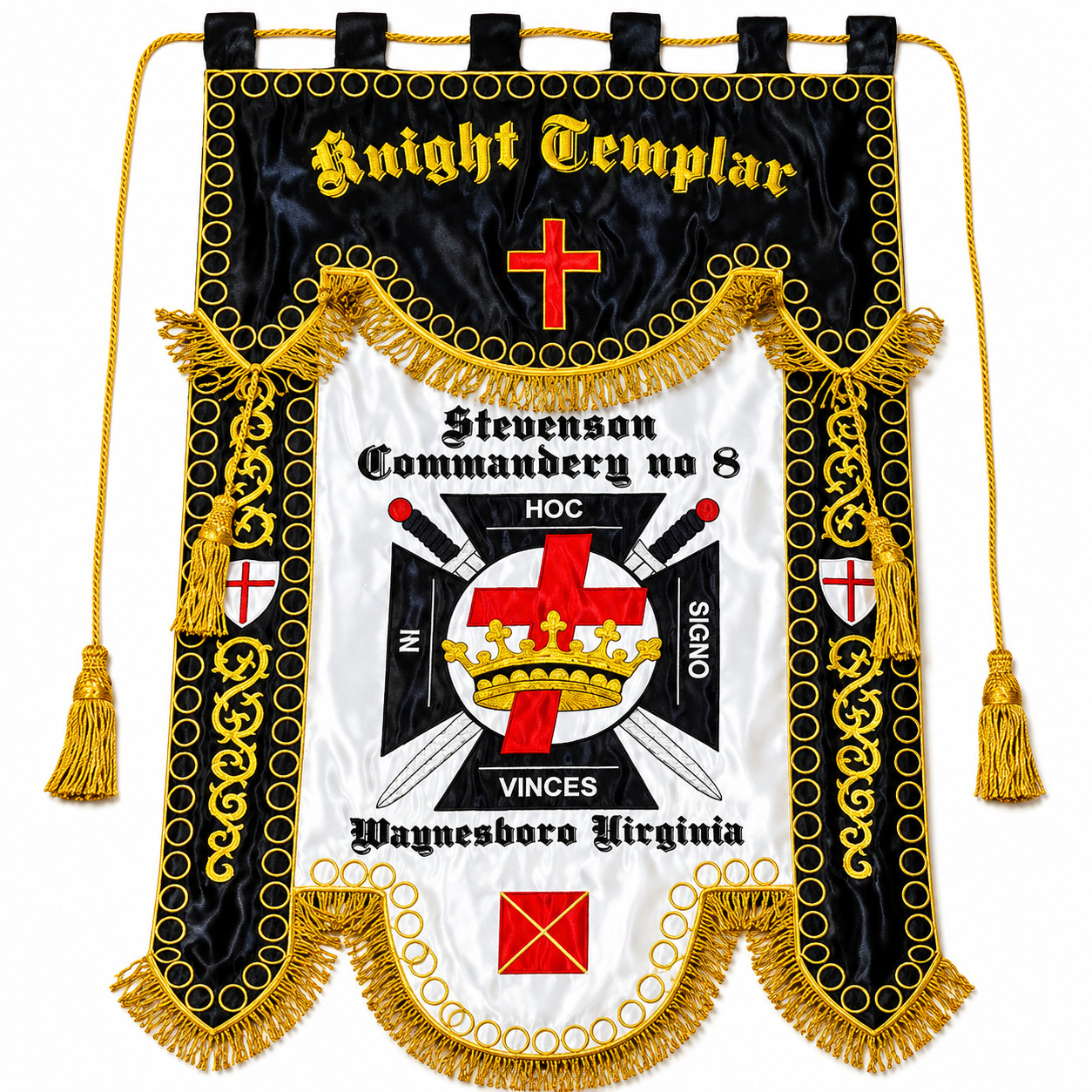Knight Templar Custom Hand Embroidered Masonic Banner Premium Quality
