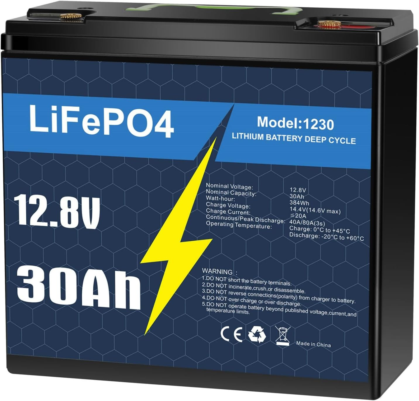 12V 30Ah LiFePO4 Battery With BMS - 3500+ Cycles for Solar RV Marine Camping 12V 30Ah LiFePO4 Battery With BMS - 3500+ Cycles for Solar RV Marine Camping