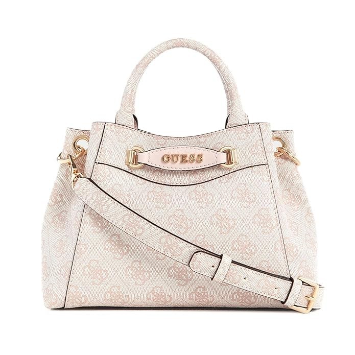 Guess Emera Logo Crossbody Girlfriend Zip Handbag Blush Logo Signature NWT