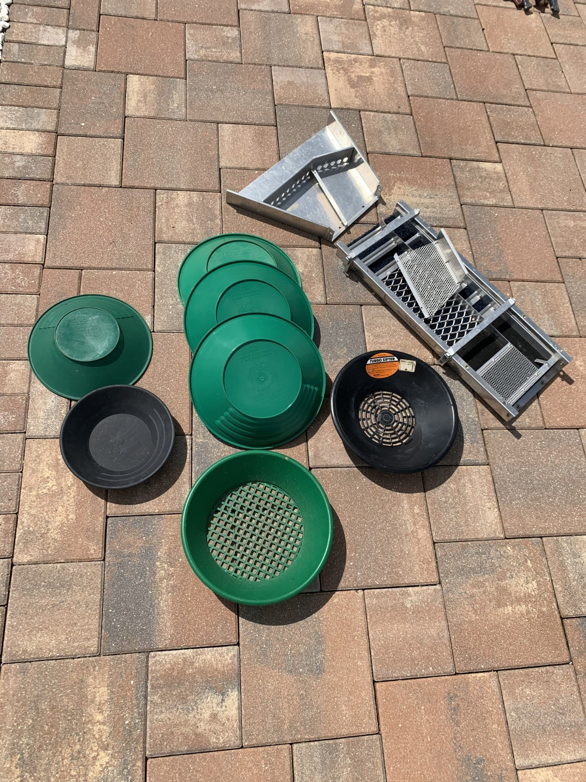 Honcoop Aluminum Gold Highbanker Sluice Box Miner's Moss Riffles Pans Kit Set