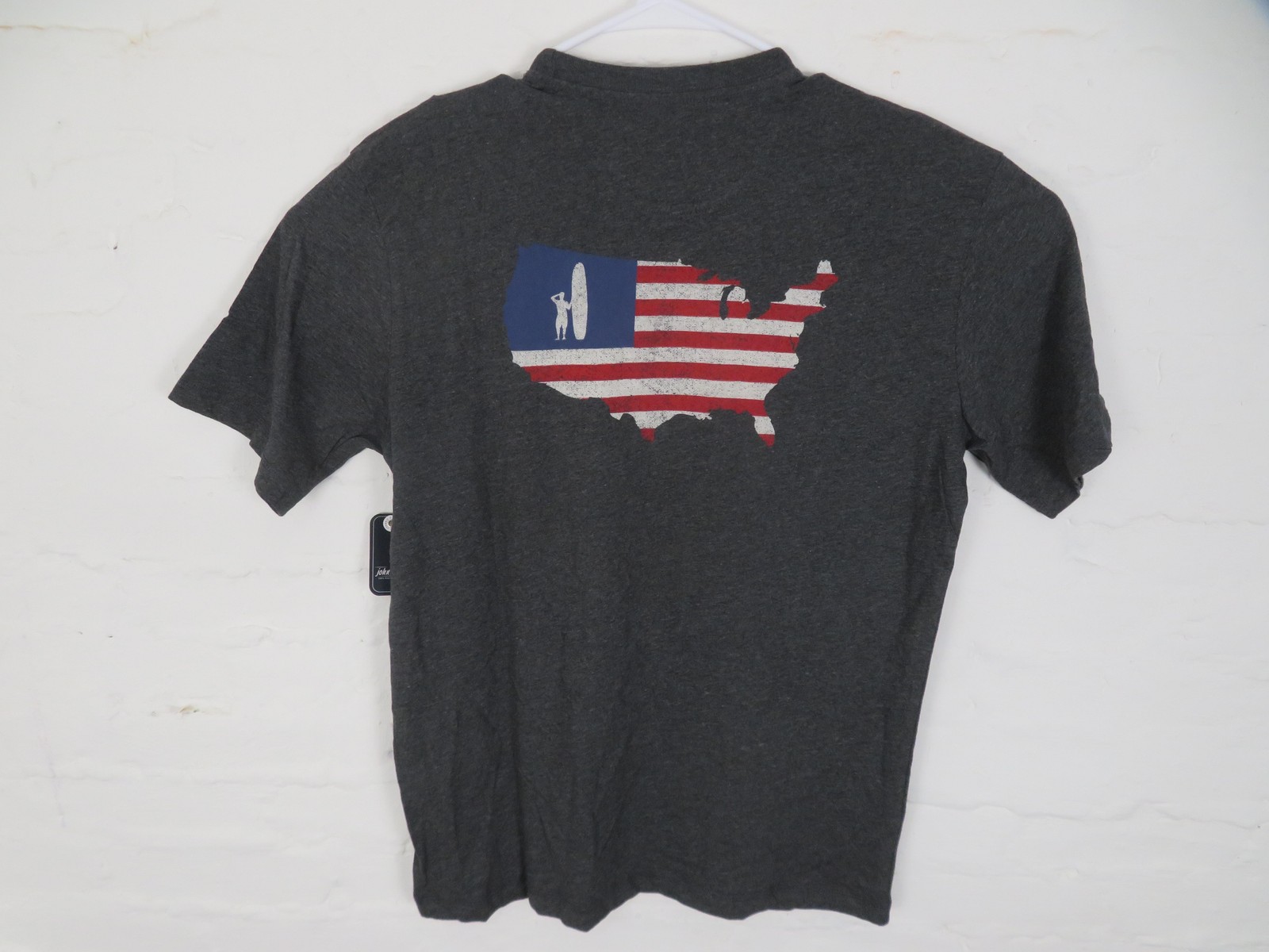 Johnnie-O Shirt Mens Small Coal Pocket Tee USA Freedom Flag Graphic JMST1090JO Johnnie-O Shirt Mens Small Coal Pocket Tee USA Freedom Flag Graphic JMST1090JO