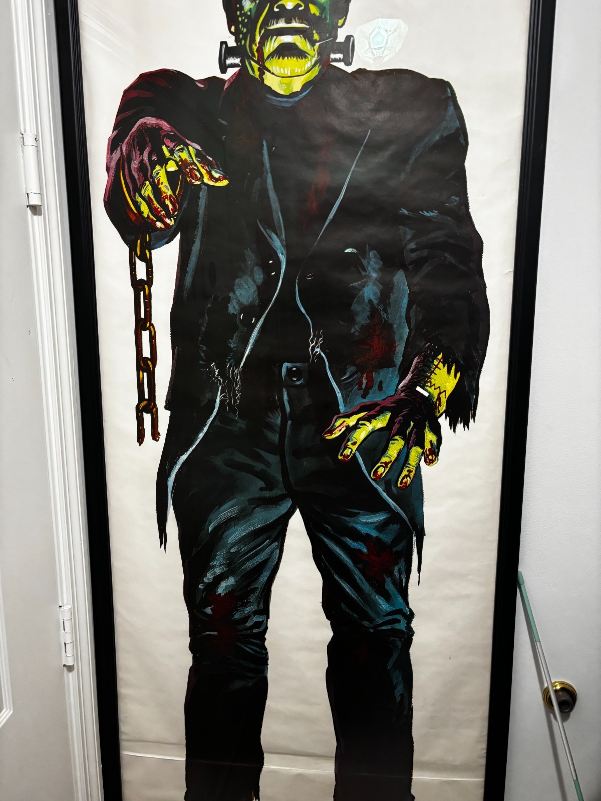 1960s Original Frankenstein 6 Ft Door Poster Vintage Professionally Framed