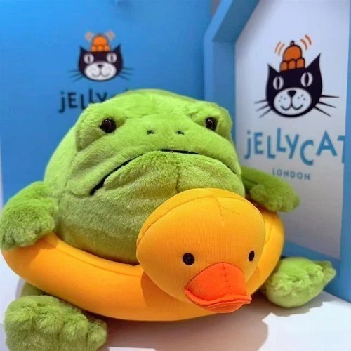 Jellycat Retired Ricky Rain Frog with Rubber Ring Duck - Brand New With Tags Jellycat Retired Ricky Rain Frog with Rubber Ring Duck - Brand New With Tags