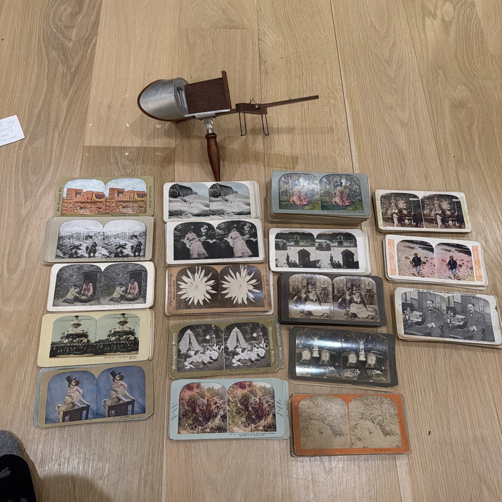 Antique Underwood Stereoscope Viewer & 212 Stereoview Cards Lot San Francisco