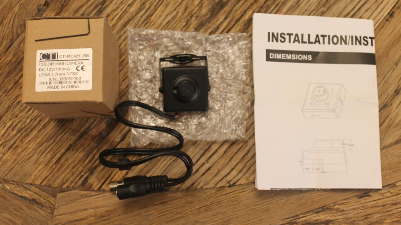 NEW NIB CTI CCTV CTI-MC425LRB Mini Color Camera Pinhole Camera 3.7mm NTSC