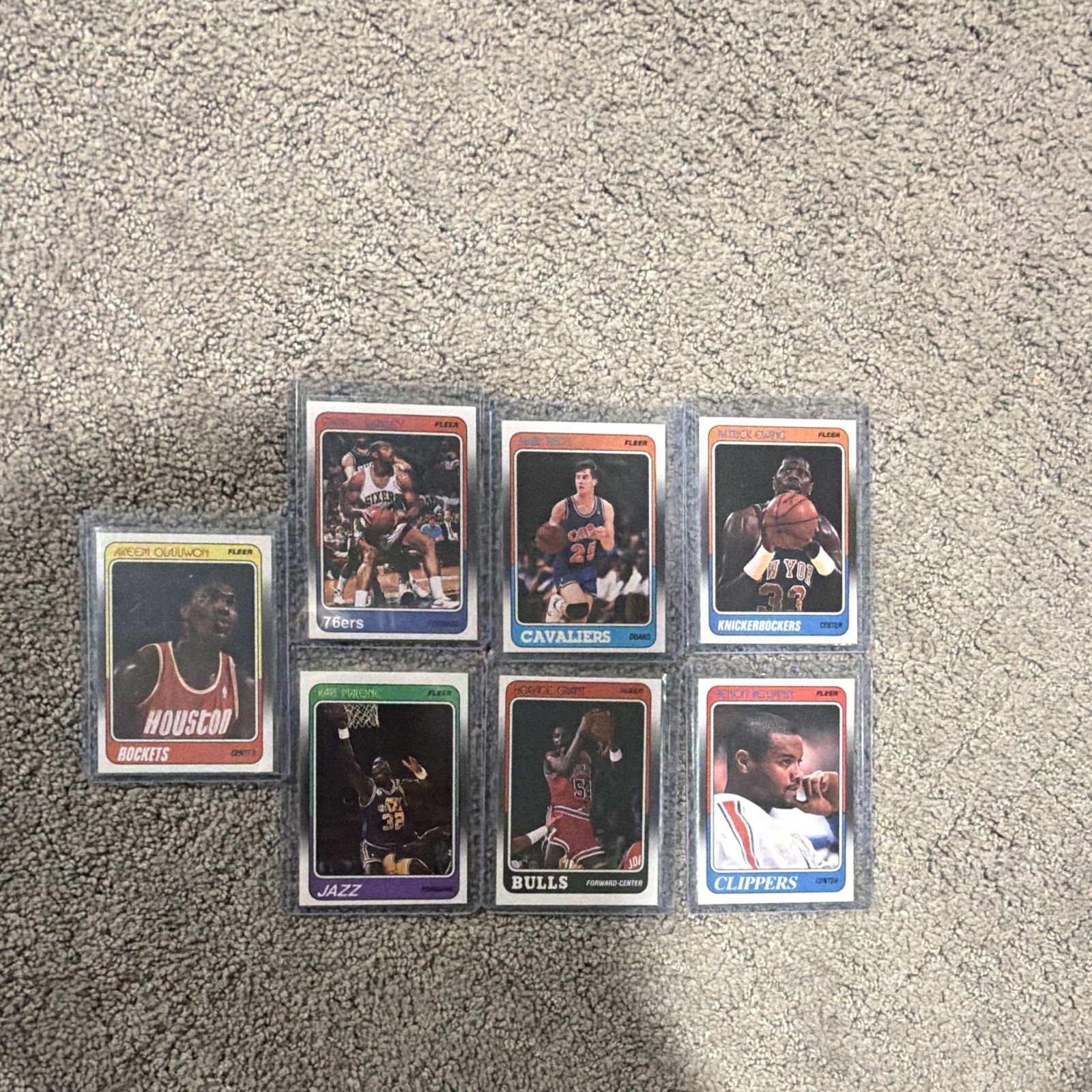1987-88 Fleer NBA Basketball Card Lot (6) Barkley Price Ewing Olajuwon Malone