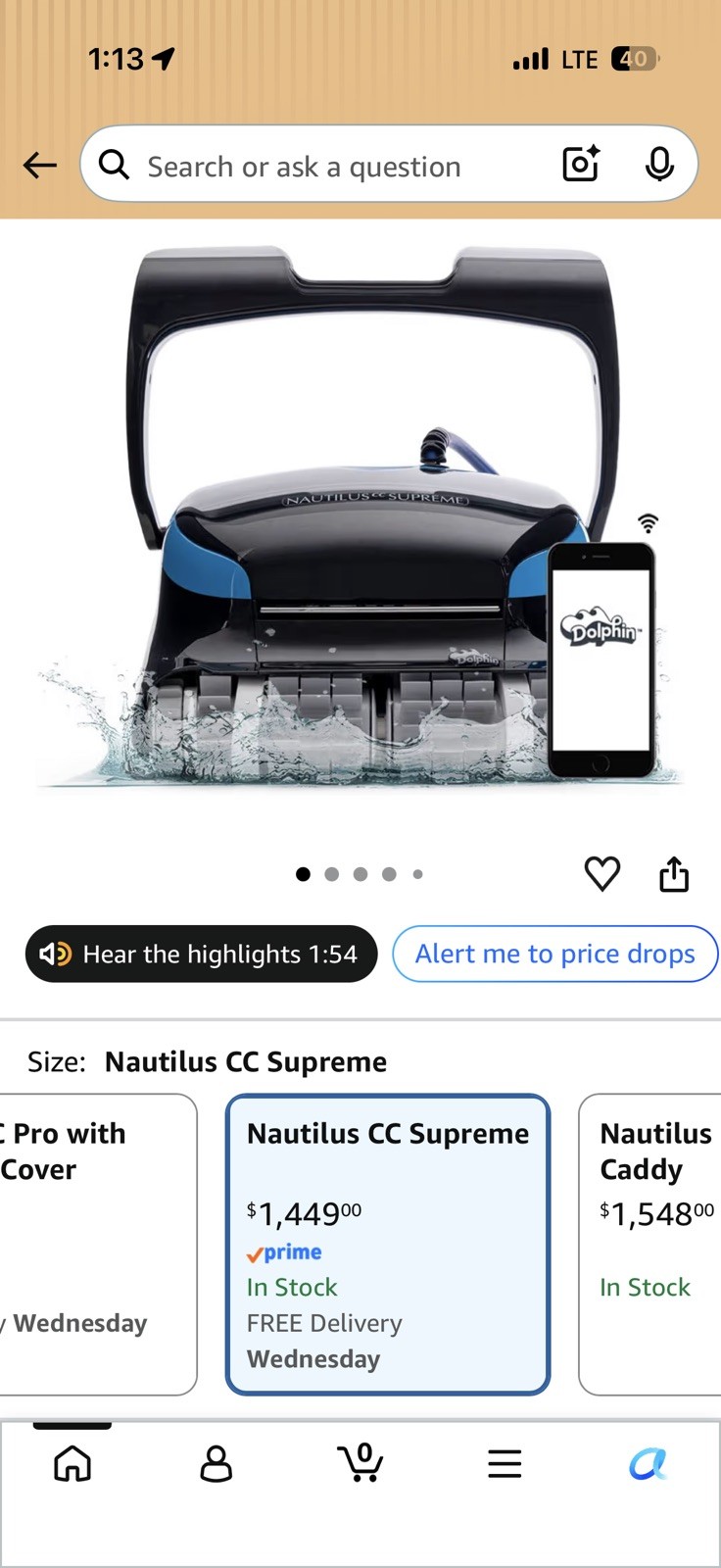Dolphin Nautilus CC Supreme Robotic Pool Cleaner - Brand New Open Box