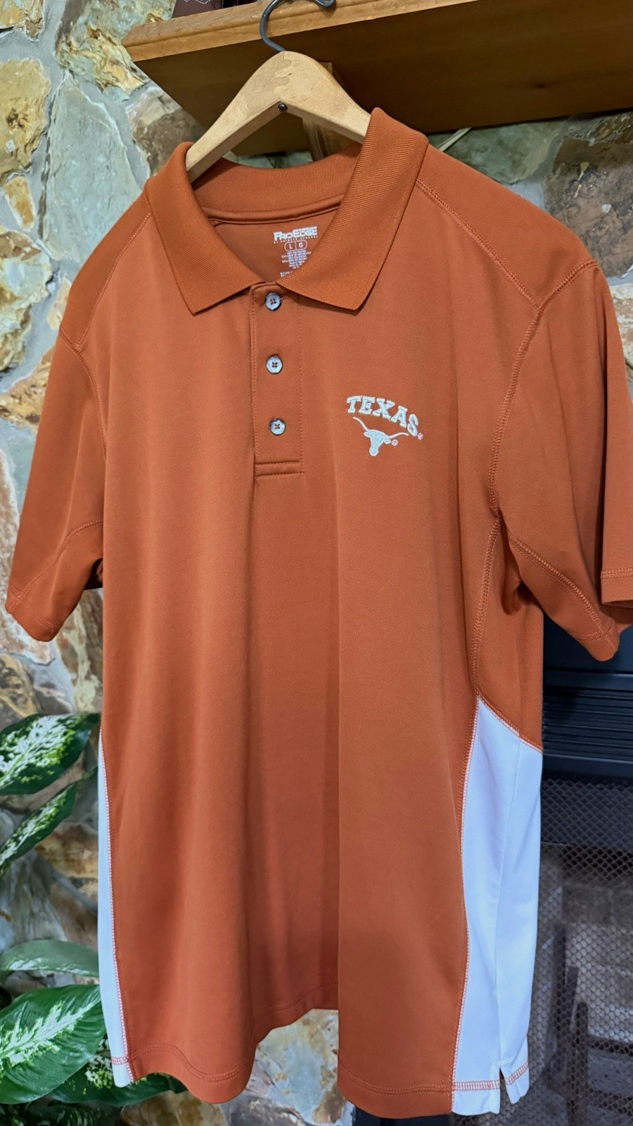 ProEdge Texas Longhorns Men\'s Burnt Orange and White Polo Shirt L ProEdge Texas Longhorns Men\'s Burnt Orange and White Polo Shirt L