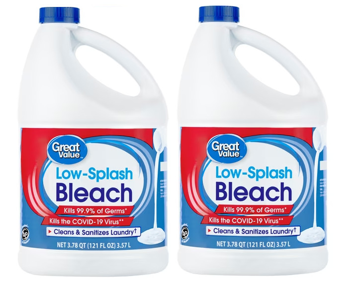 Great Value Low Splash Bleach Regular, 121 oz (Pack-2) Great Value Low Splash Bleach Regular, 121 oz (Pack-2)