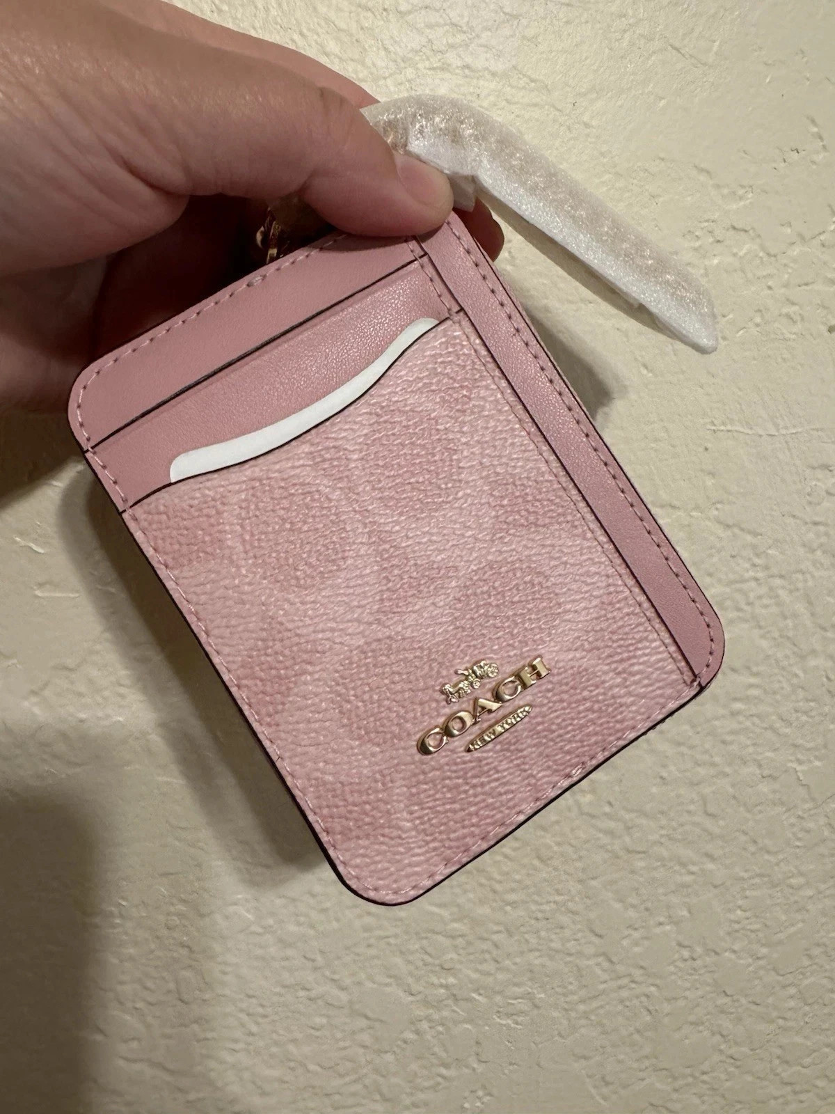 2026 NWT Coach Zip Card Case In Signature Canvas CW883 POWDER PINK W/BOX