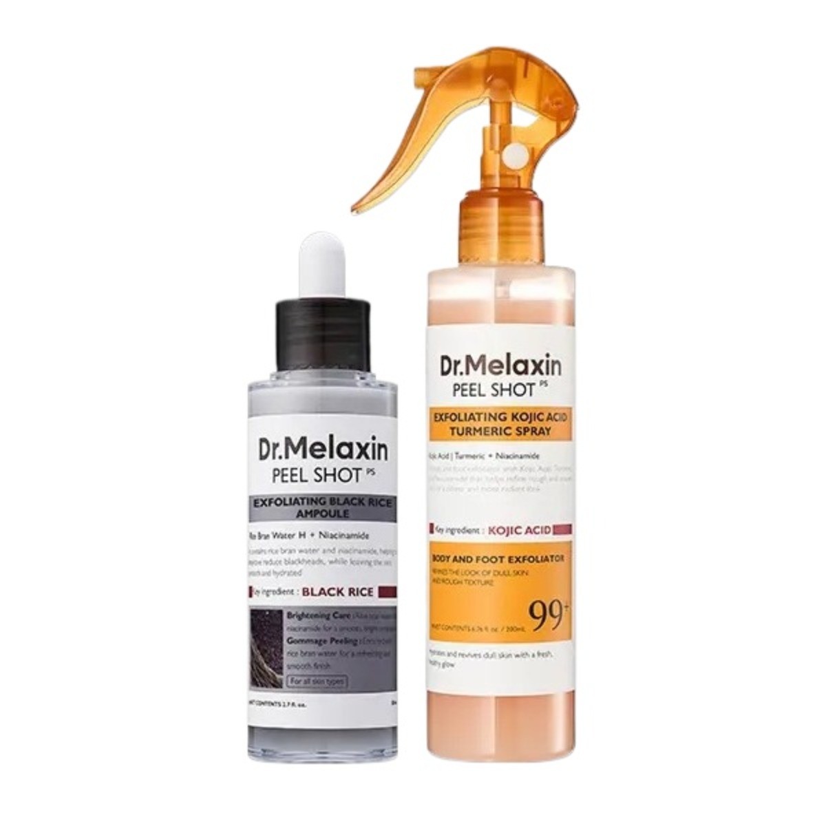 Dr. Melaxin Brightening Duo – Rice Peeling Ampoule & Kojic Spray, 2-Piece Kit