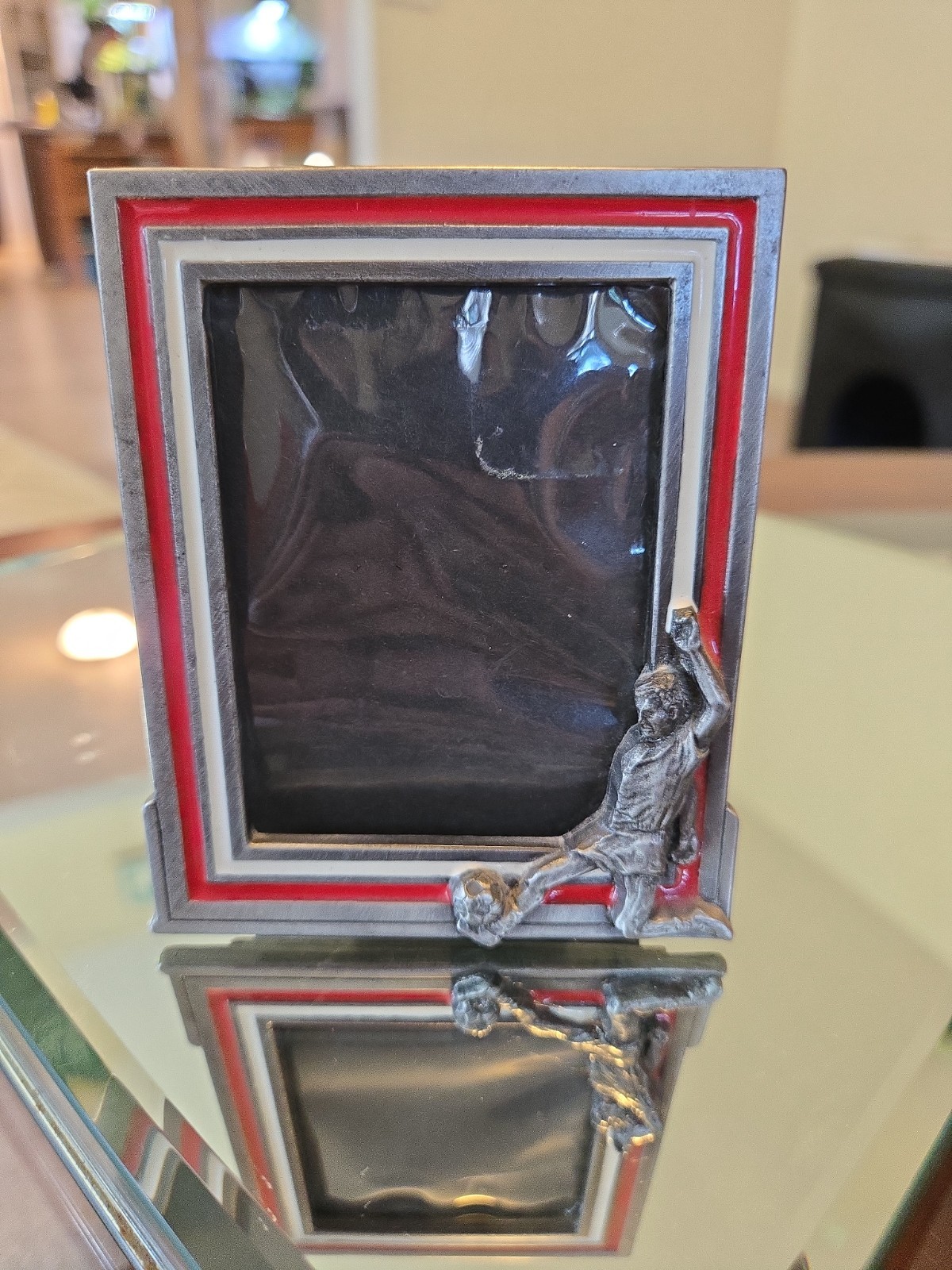 Vintage 1989 Great American Products Pewter Soccer Frame 3029 Made in USA 4x3