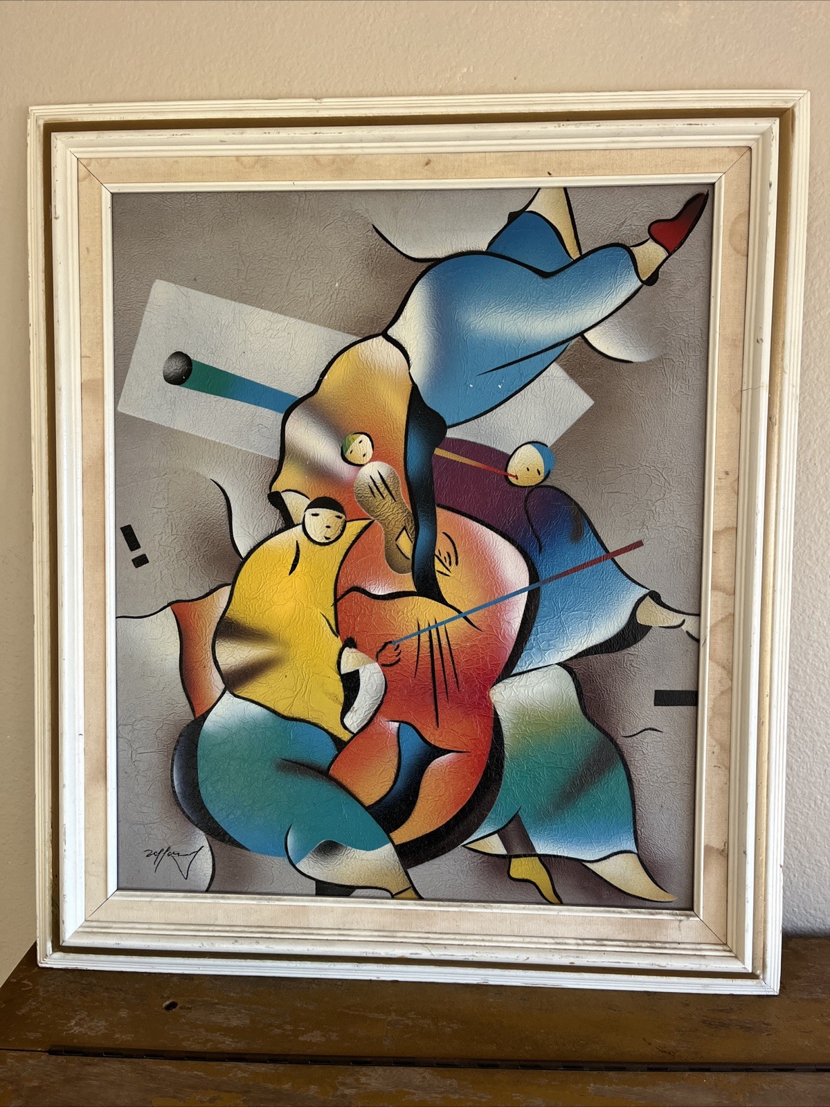 David Schluss Style Midnight Jazz Art Reproduction Abstract Framed 24\