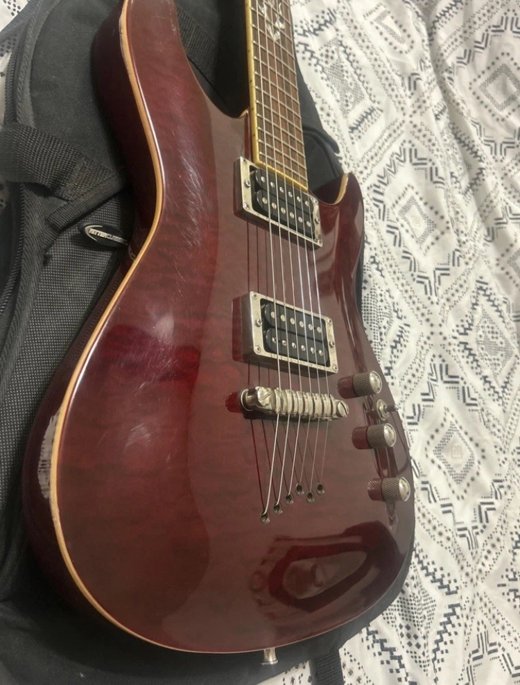 Vintage 2003 Ibanez SZ520QM Electric Guitar Red Neck Through Gig Bag New Strings