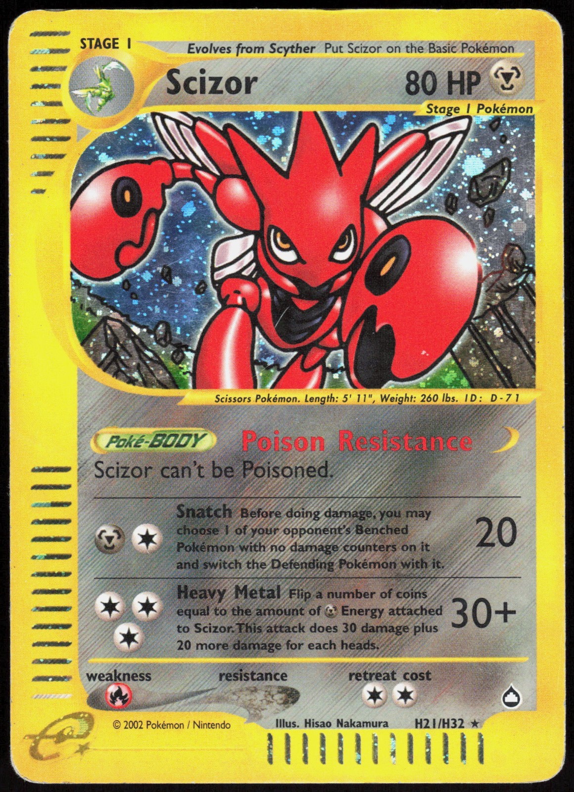 Scizor - H21/H32 - Pokemon Aquapolis Holo Rare Card MP