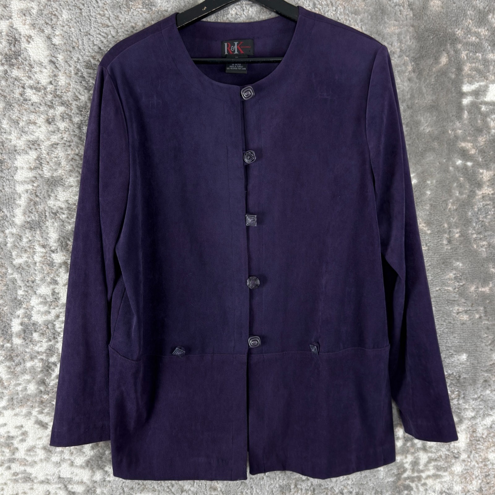 R&K Size 10 Minimalist Career Blazer Jacket Purple Long Sleeve Stretch