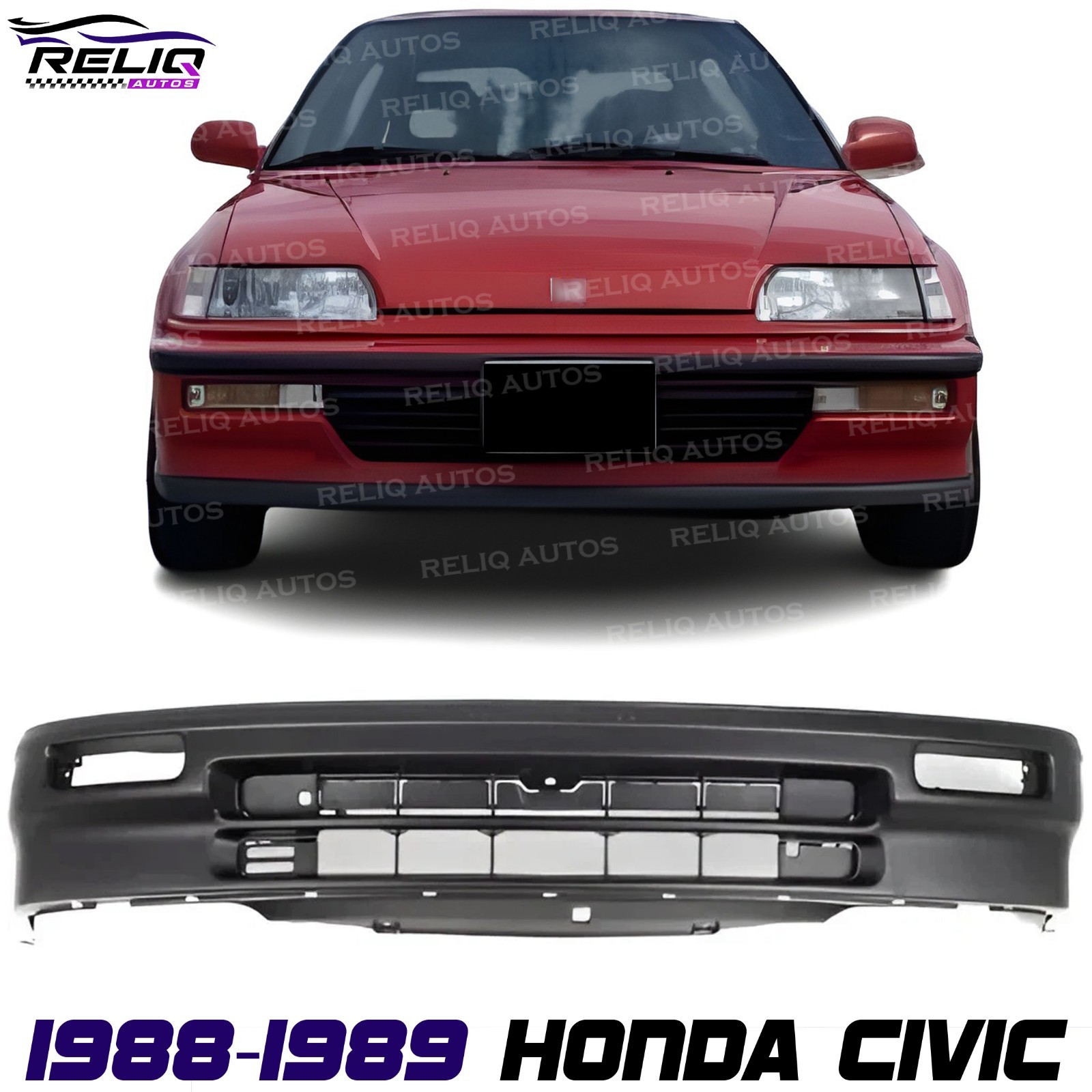 NEW Front Bumper Cover Primed For 1988-1989 Honda Civic