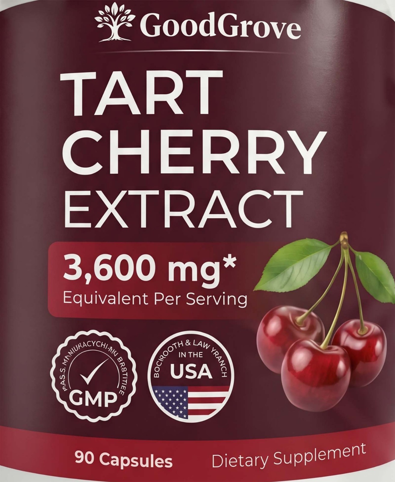 Good Grove Tart Cherry Extract Dietary Supplement 3600mg 90 Capsules | GoodGrove