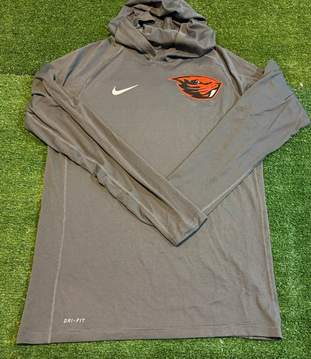 Oregon State Beavers hoodie mens medium gray nike lighweight dri fit pullover