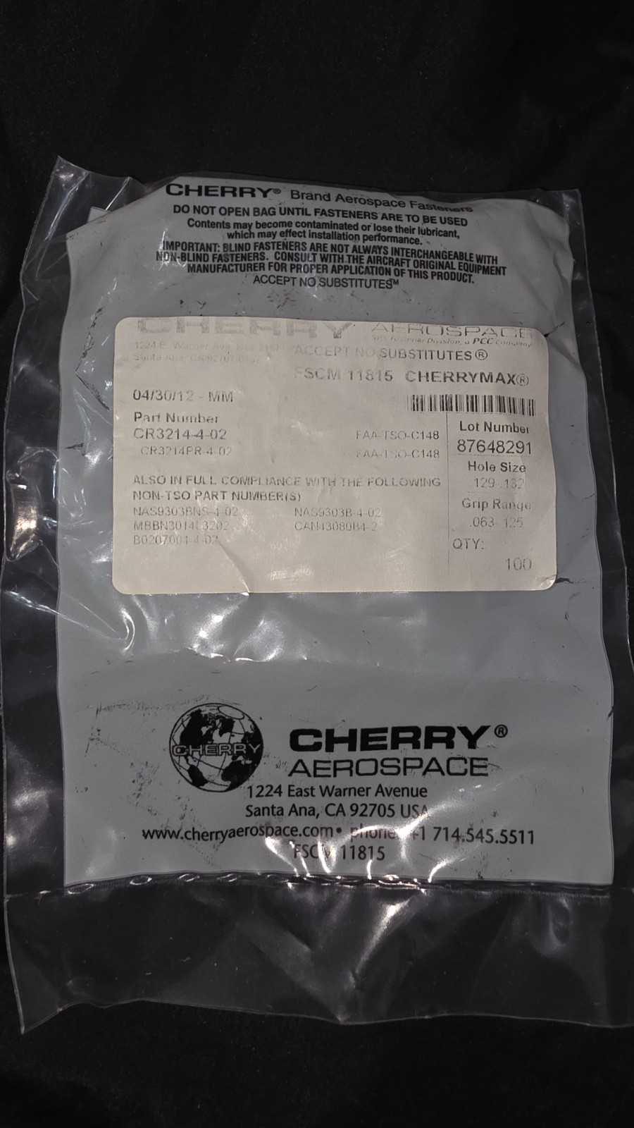 CR3214-4-2 Cherrymax rivet