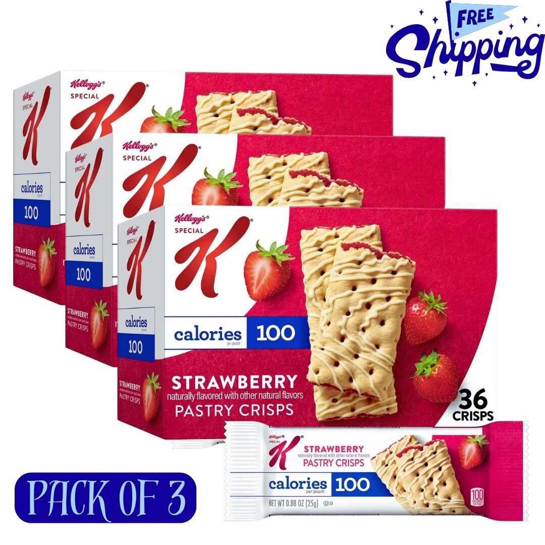 Kellogg's Special K Pastry Crisps 100 Calorie Snacks Breakfast Bars Strawberr...