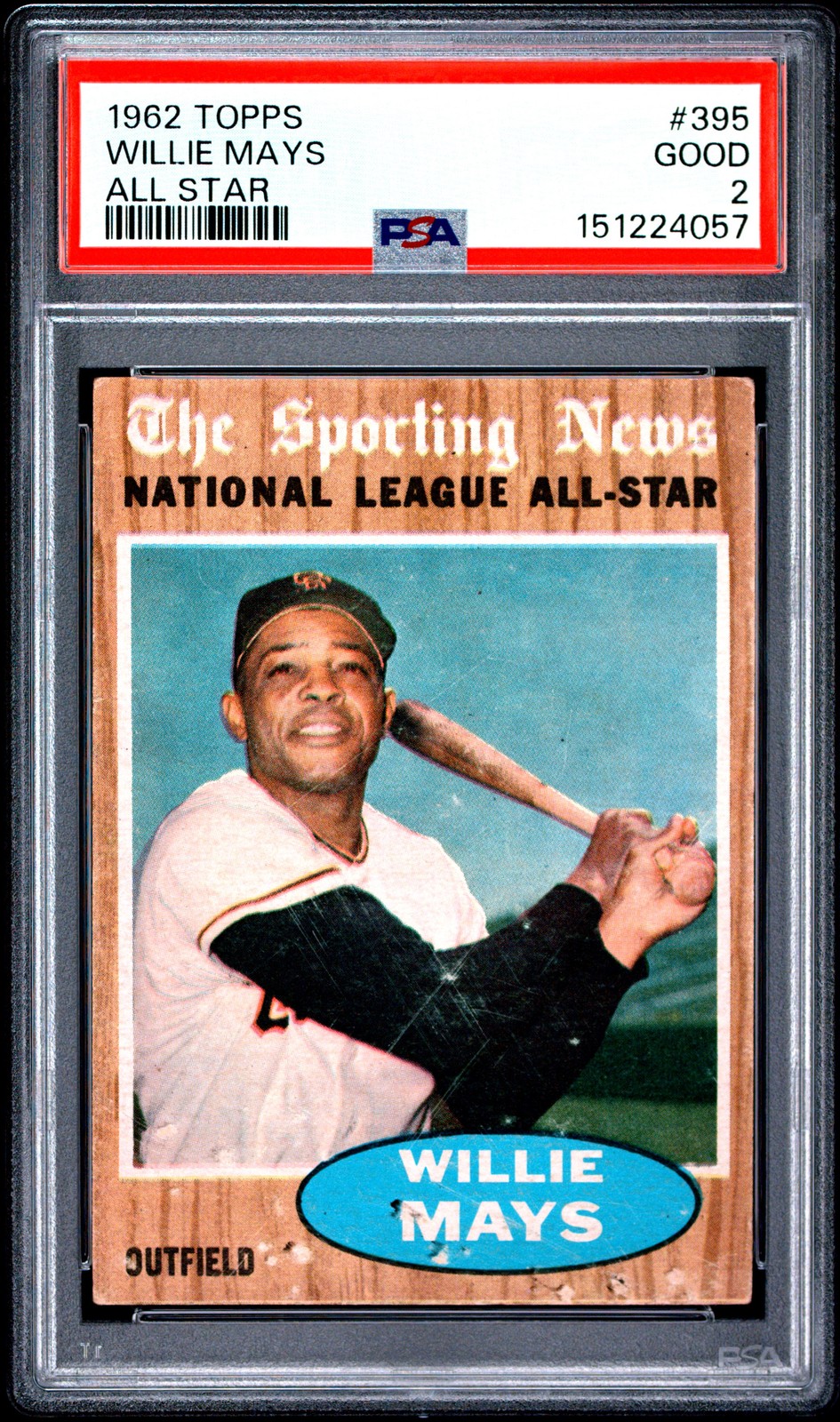 1962 Topps #395 Willie Mays All Star PSA 2 1962 Topps #395 Willie Mays All Star PSA 2
