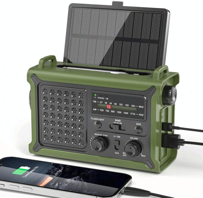 12000mAh Emergency Solar Radio with Crank, NOAA & Flashlight 12000mAh Emergency Solar Radio with Crank, NOAA & Flashlight
