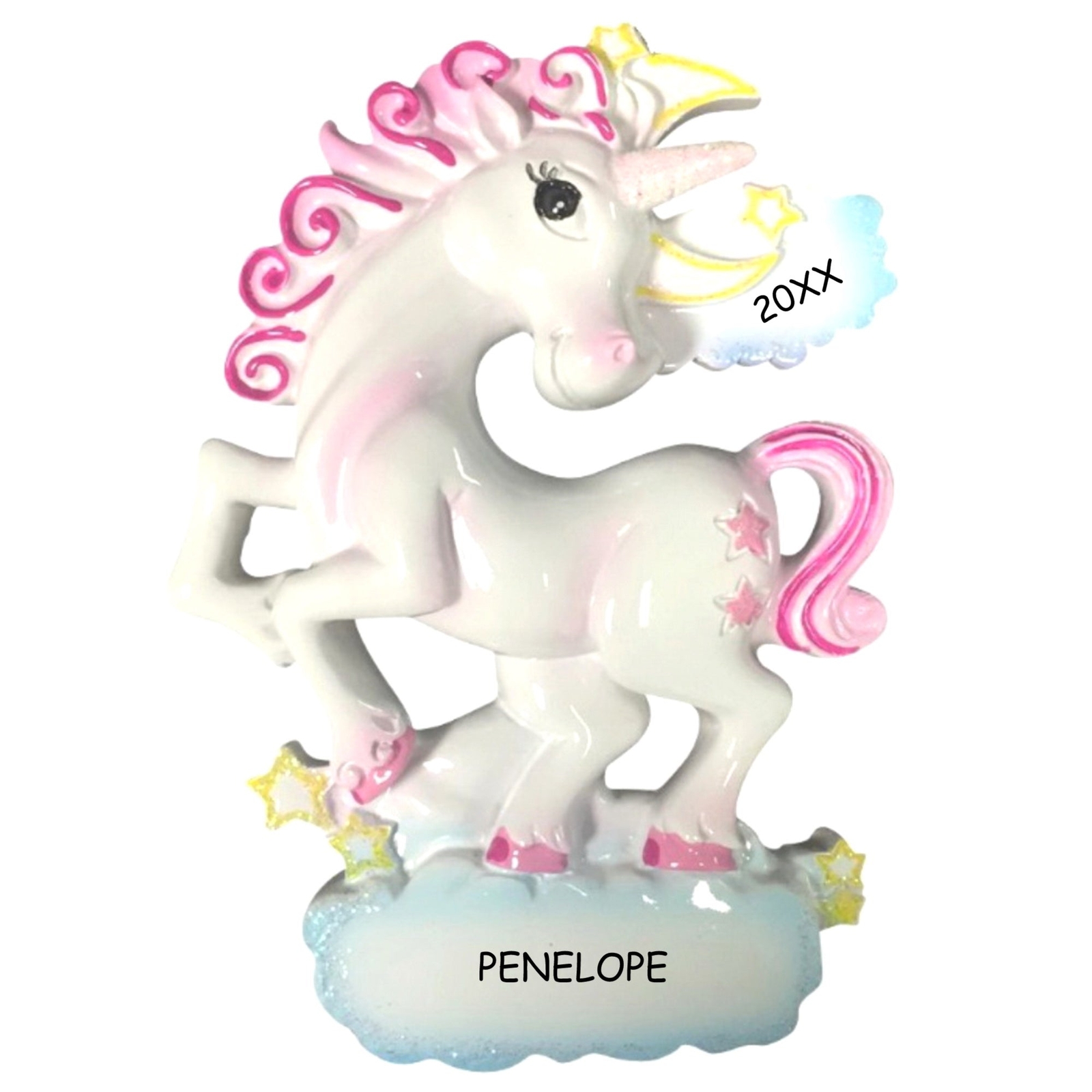 Personalized Whimsical Unicorn Kids Christmas Ornament