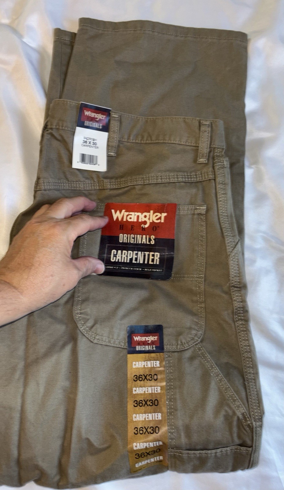 Wrangler Hero Carpenter Work Jeans Tan Khaki Loose Fit Hero sz 36 x 30 NEW Wrangler Hero Carpenter Work Jeans Tan Khaki Loose Fit Hero sz 36 x 30 NEW