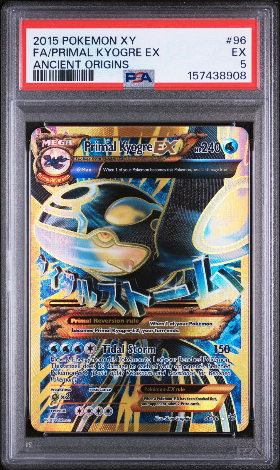 2015 Pokemon XY Ancient Origins Primal Kyogre Ex #96 PSA 5