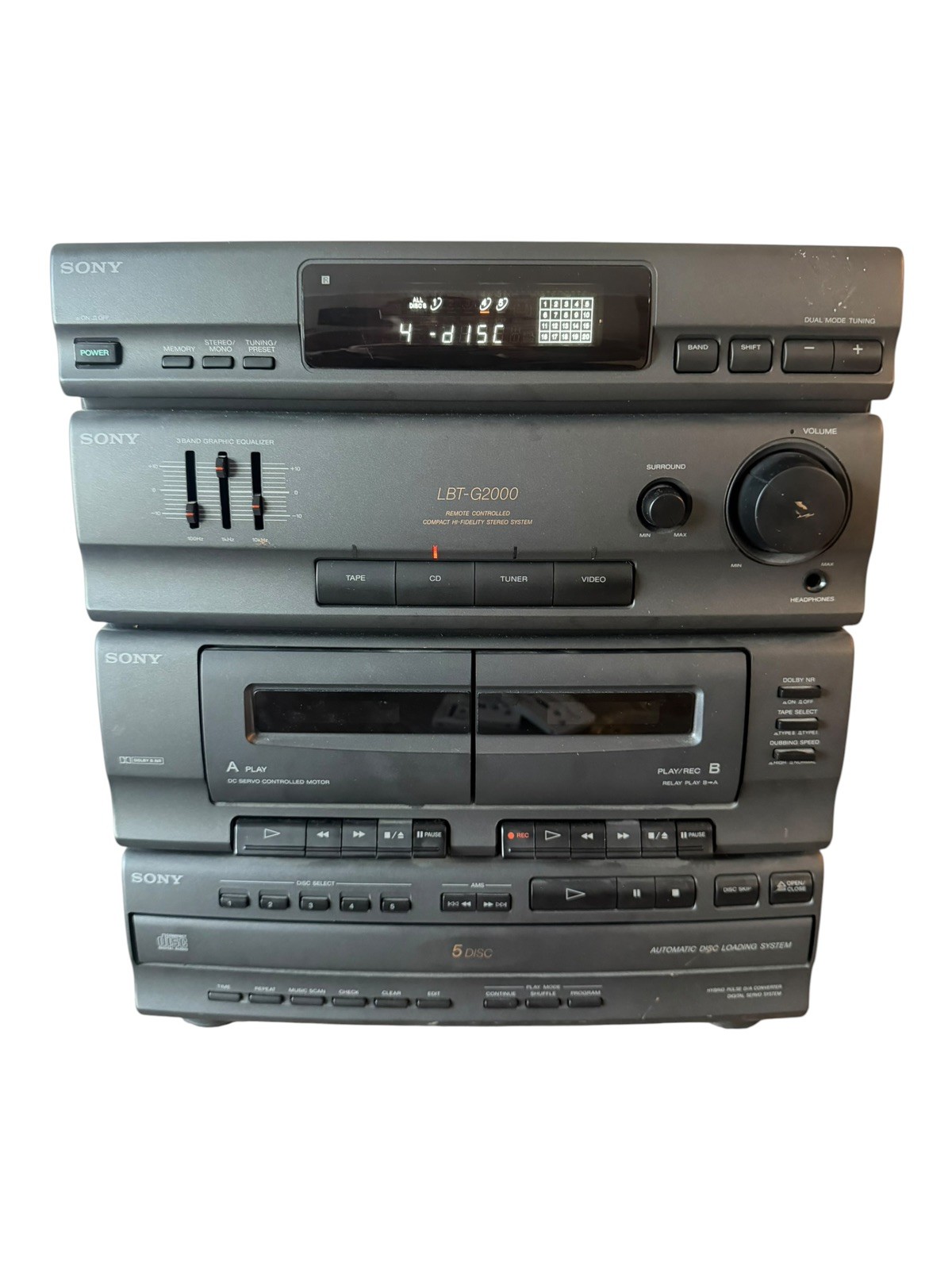 Vintage Sony LBT-G2000 Stereo System 5 Disc CD/Radio Tested Works Vintage Sony LBT-G2000 Stereo System 5 Disc CD/Radio Tested Works