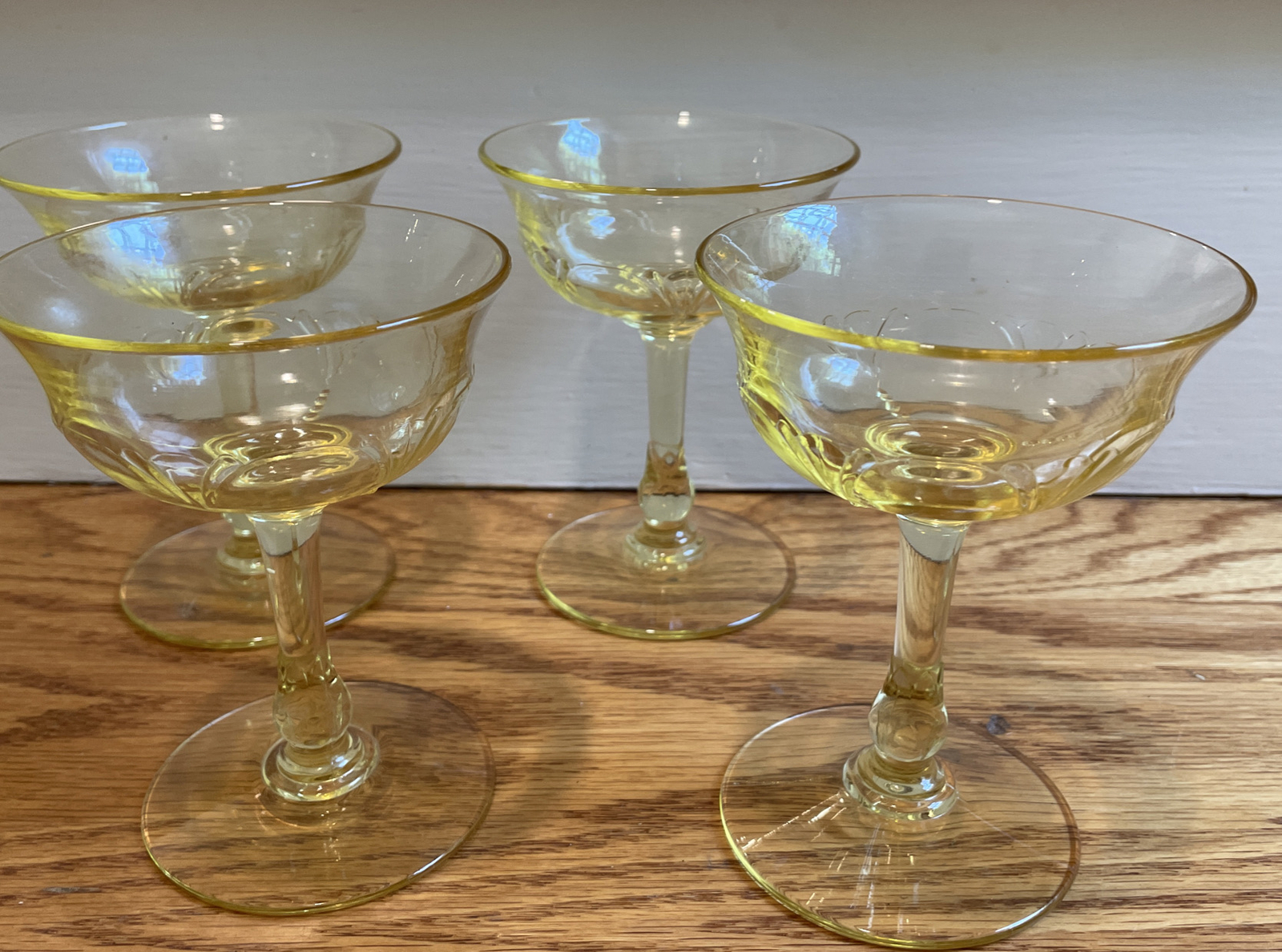 S/4 Vintage 1930’s Heisey sherbet champagne empress sahara 5” Yellow Topaz