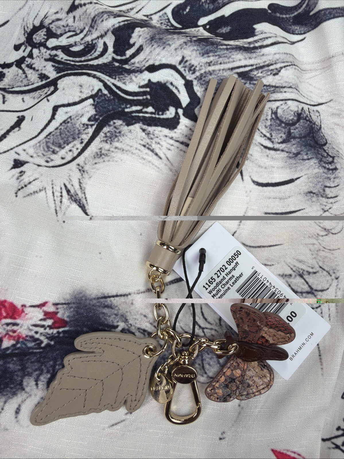 Brahmin Woodland Multi Charms Genuine Leather NWT - Leaf, Butterfly, Tassel Brahmin Woodland Multi Charms Genuine Leather NWT - Leaf, Butterfly, Tassel