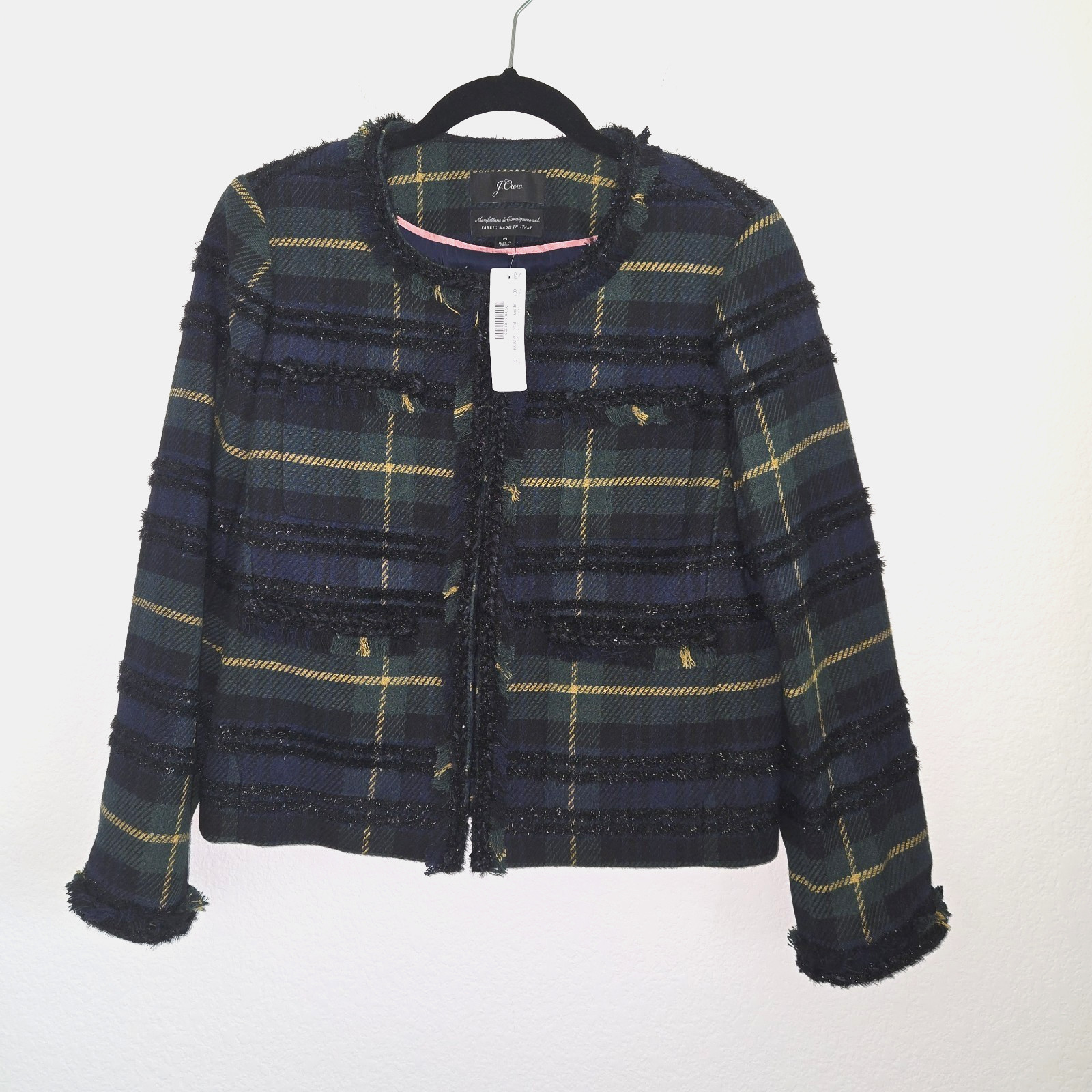 NWT J. CREW Tartan Plaid Lurex \'Going Out\' Blazer Sz 6 Italian AE993 NEW NWT J. CREW Tartan Plaid Lurex \'Going Out\' Blazer Sz 6 Italian AE993 NEW
