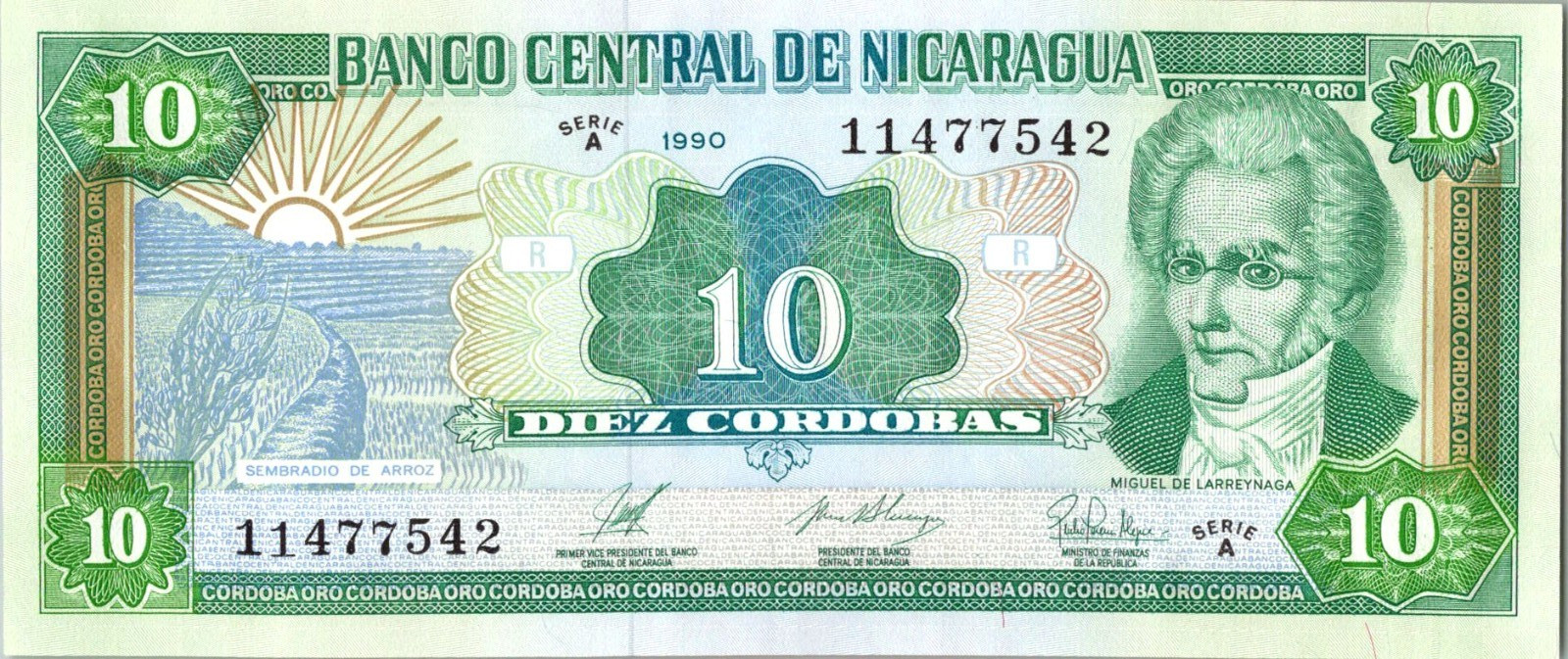 Nicaragua 10 Córdobas 1990 aUNC Nicaragua 10 Córdobas 1990 aUNC