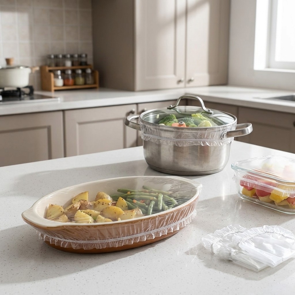 100Pcs Disposable Elastic Food Storage Covers Stretch Bowl Wrap for Kitchen