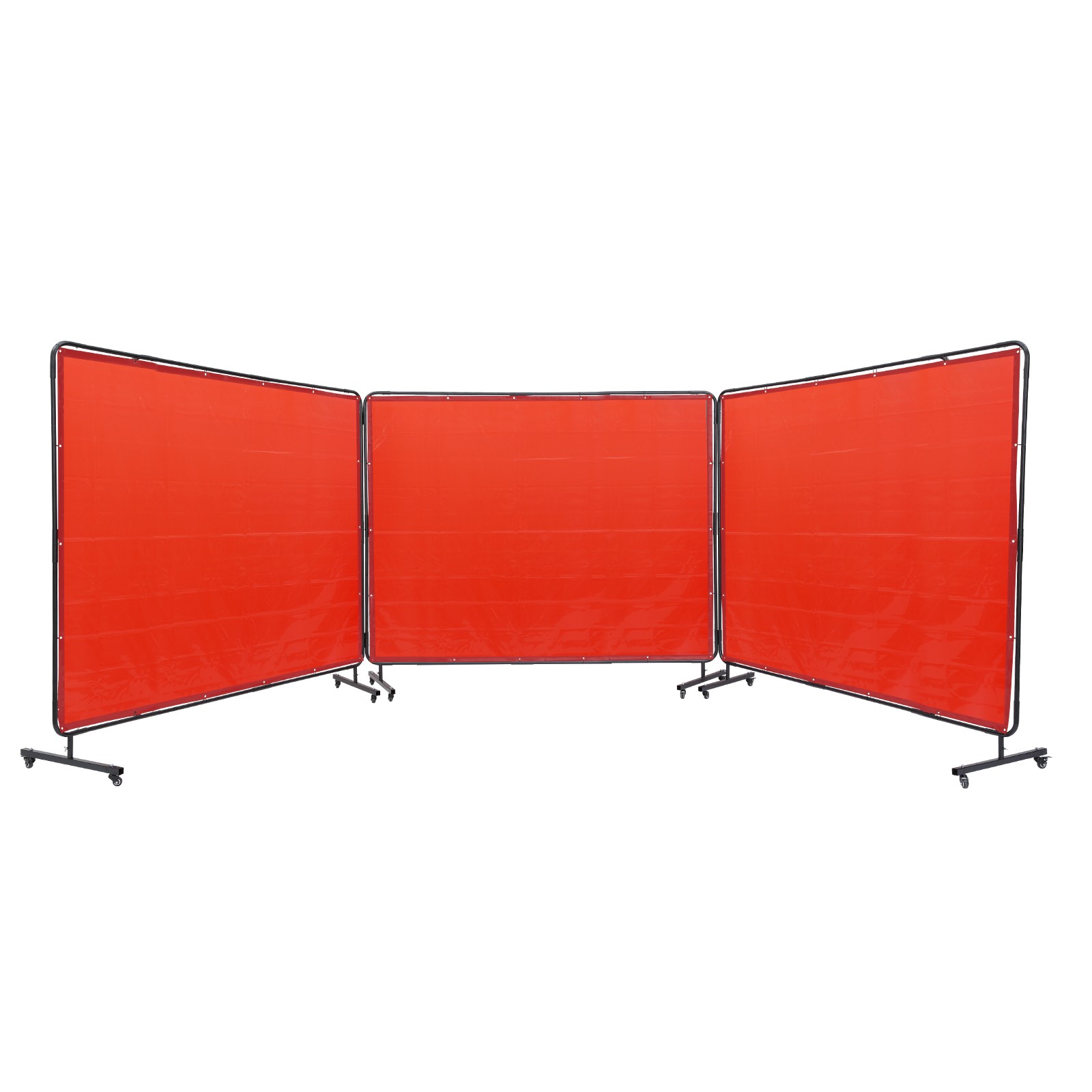Uimoso Welding Screen with Frame 3 Panel 6\' x 8\'Welding Curtain Screen 12 Wheels