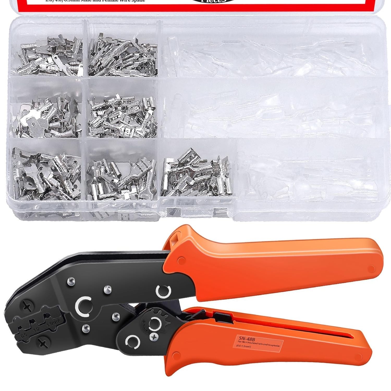/360Pcs 2.8/4.8/6.3mm Quick Splice Male and Female Wire Spade Connector Crimp Te