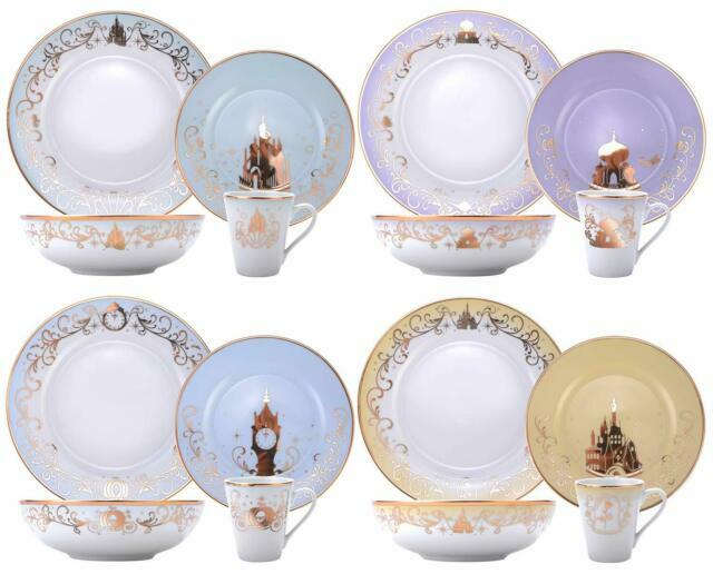 NOB 16 PIECE DISNEY PRINCESS PORCELAIN CERAMIC GOLD DINNERWARE PLATE BOWL CUP NOB 16 PIECE DISNEY PRINCESS PORCELAIN CERAMIC GOLD DINNERWARE PLATE BOWL CUP