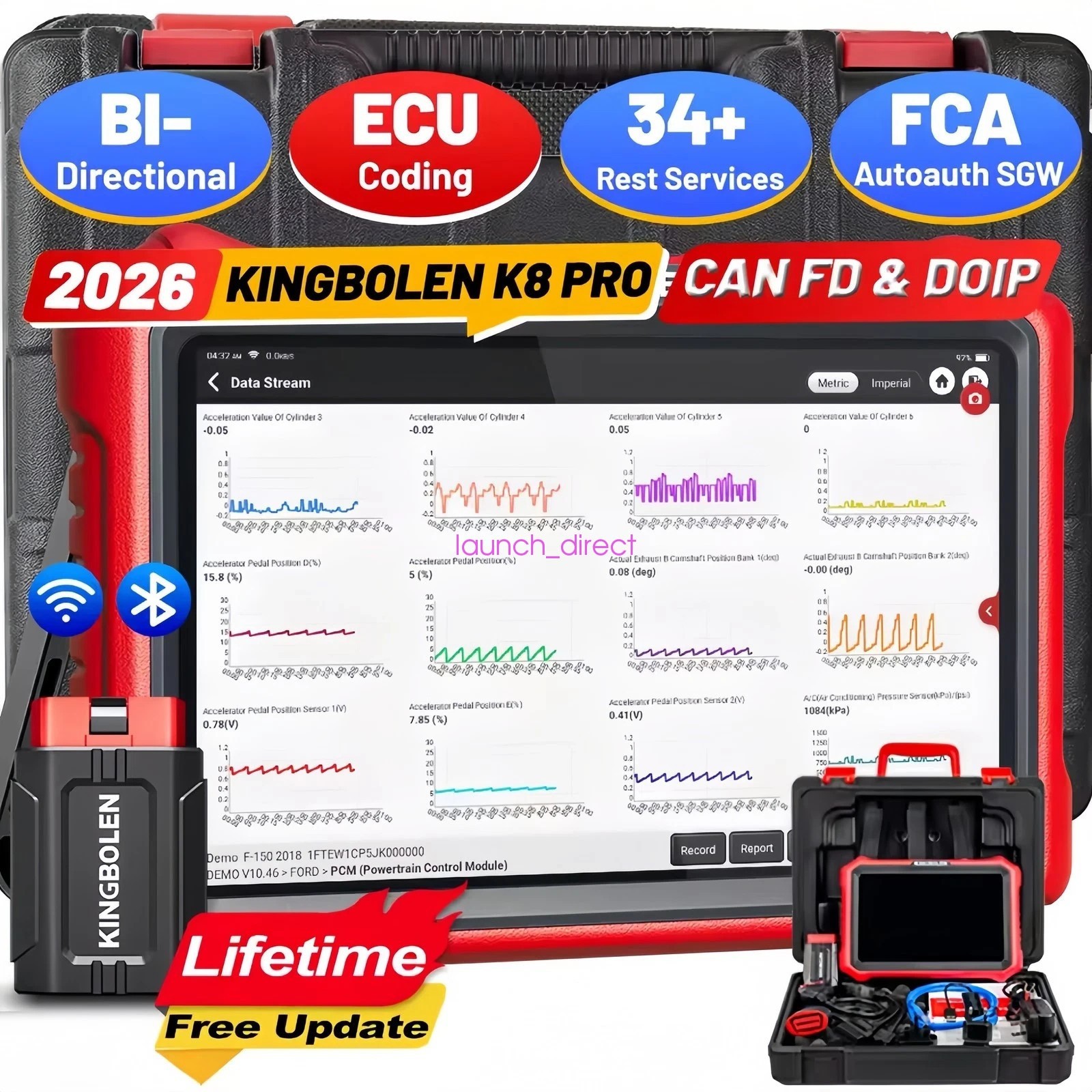 Lifetime Free KINGBOLEN K8 Pro ALL System Bidirectional Diagnostic Scanner Tool
