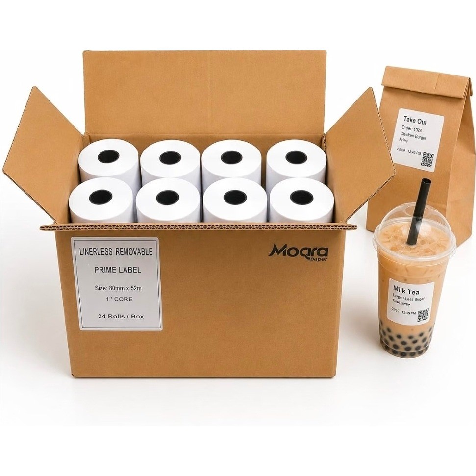 24 Rolls Moqra Paper Sticky Linerless Thermal Labels 1