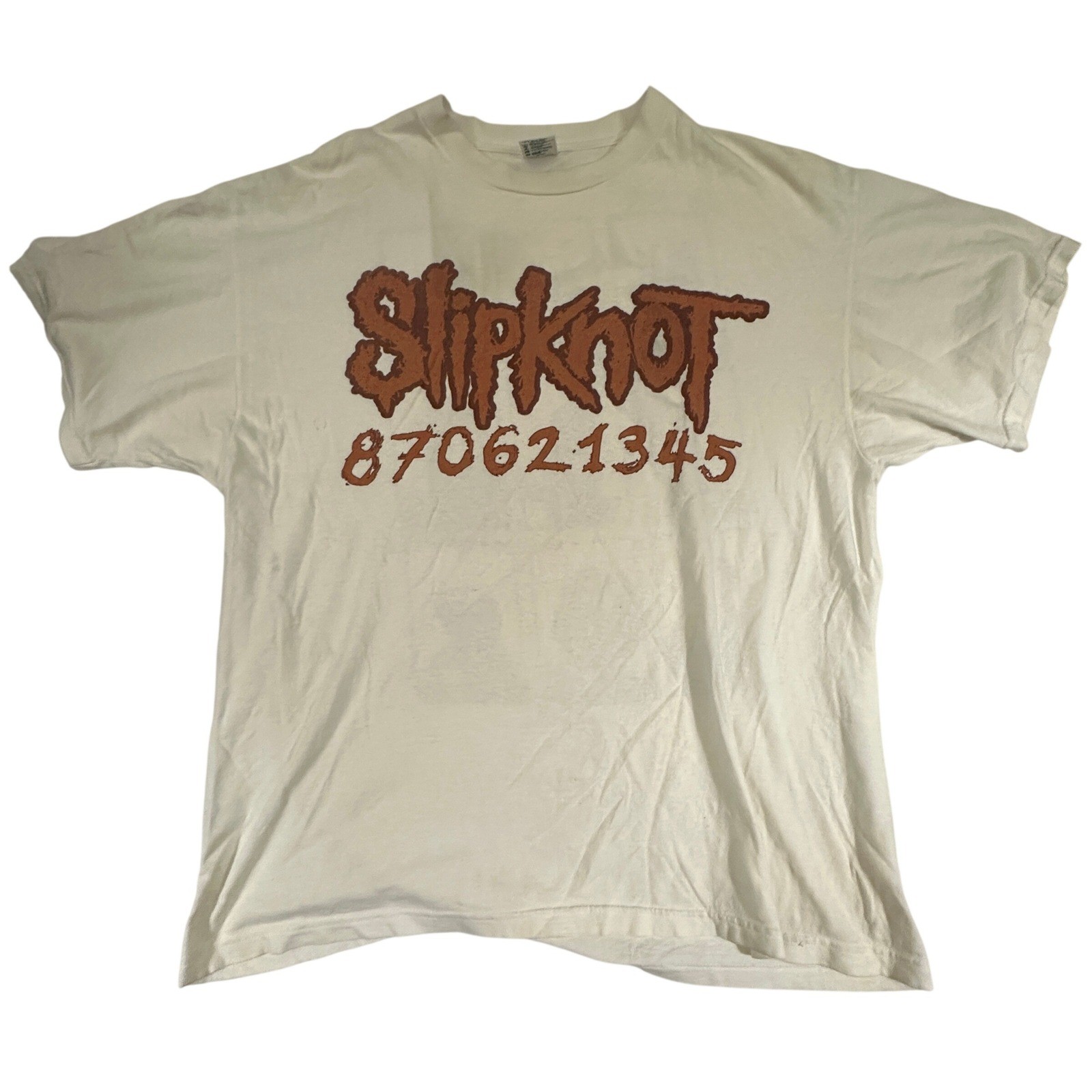 Vintage 2000 Slipknot T-Shirt XL White 9 Members Numbers Band Merch Metal