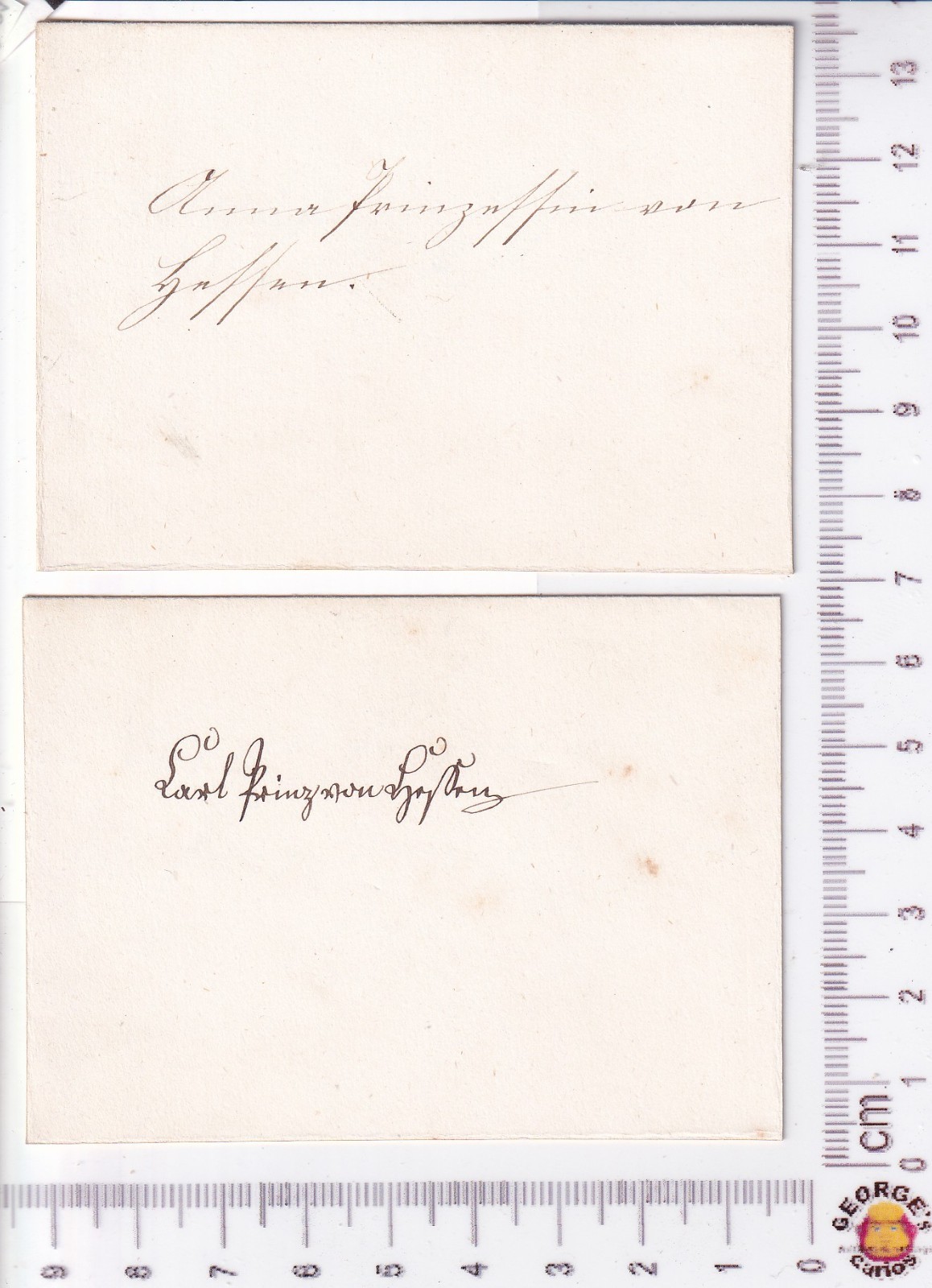 4x Hesse‑Kassel Royal Autographs on 2x Cards - Anna, Wilhelm, Karl & Elisabeth