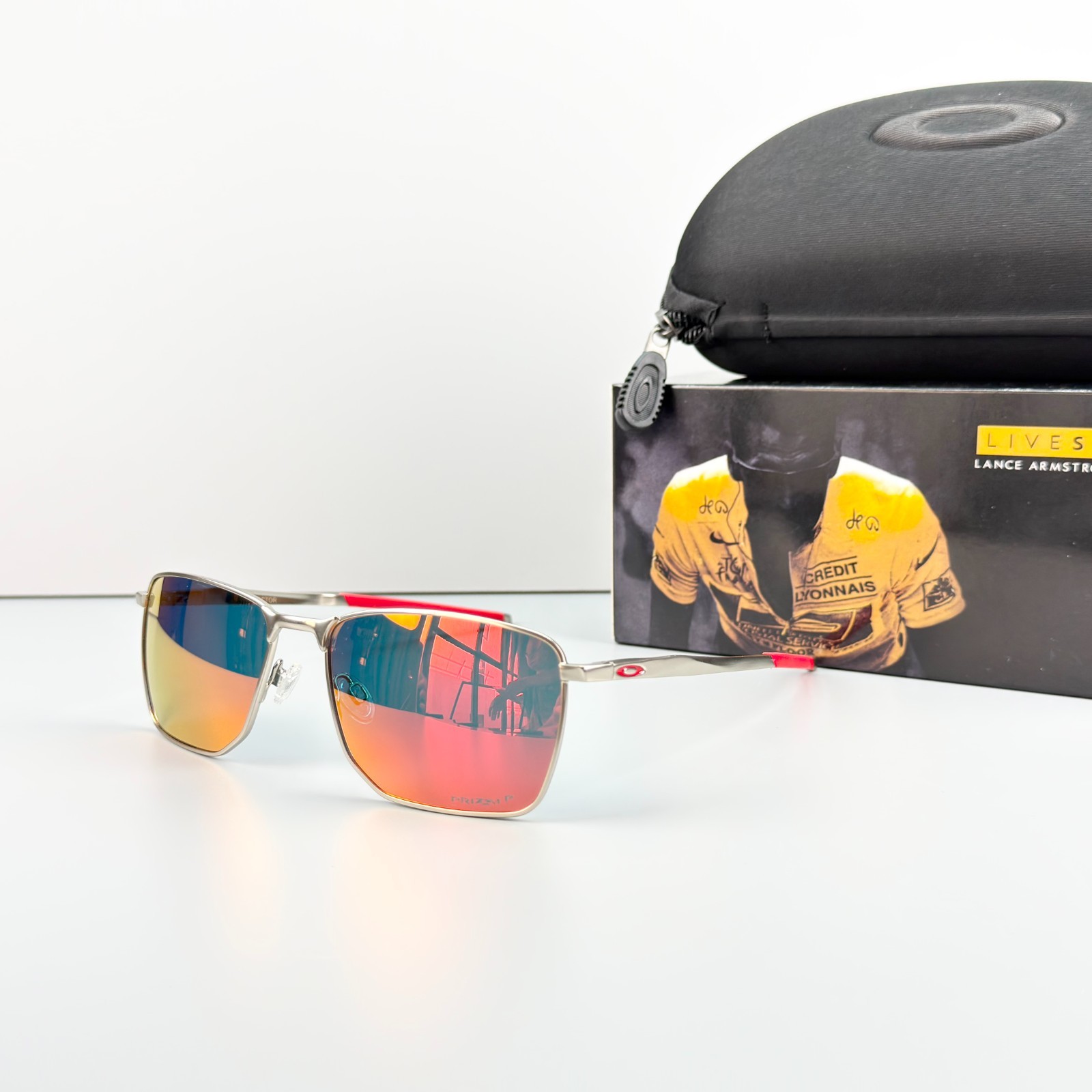 Oakley Ejector OO4142 Polarized Sunglasses Silver Frame Ruby Polarized lenses