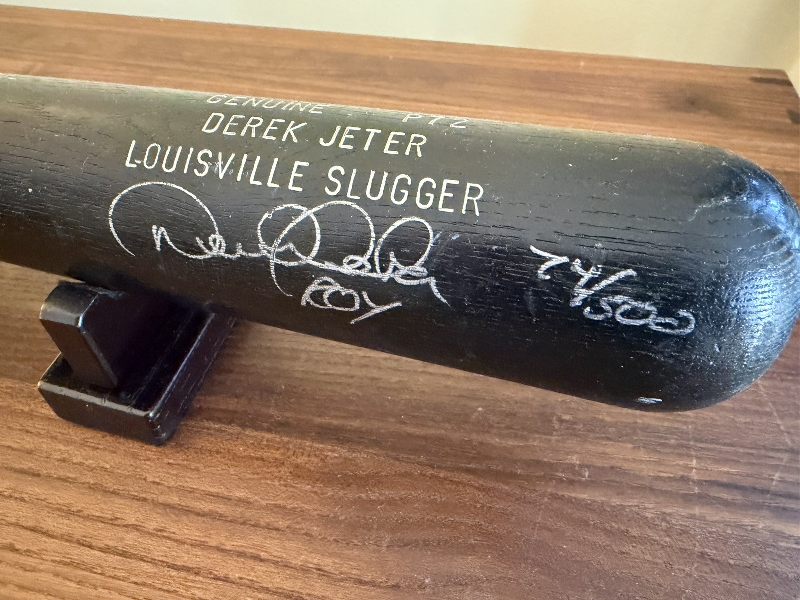 Derek Jeter Autographed Bat Yankees - COA BAS - ‘96 ROY With Stats #74 / 500 Derek Jeter Autographed Bat Yankees - COA BAS - ‘96 ROY With Stats #74 / 500