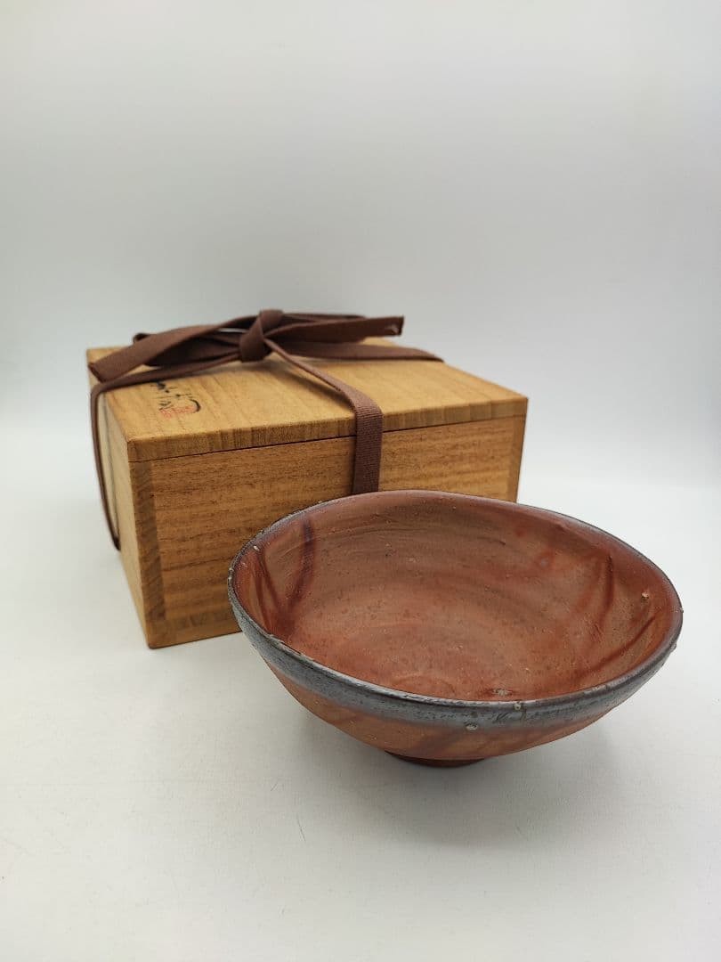 Tea Utensils ZZ076 bowl, flat, Bizen, Hizo, Sueishi Yasushi, wooden box, , antiq