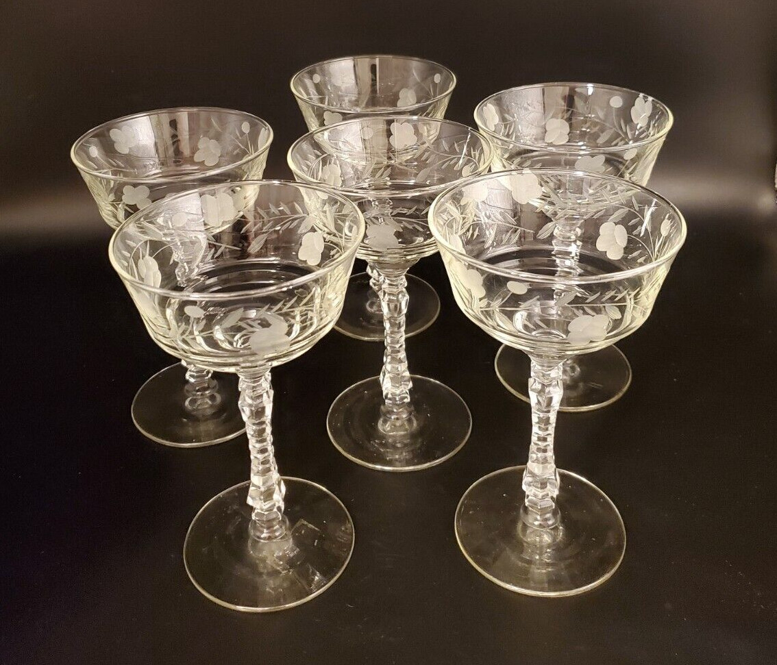 Libby Arctic Rose Champagne stemware Libby Arctic Rose Champagne stemware