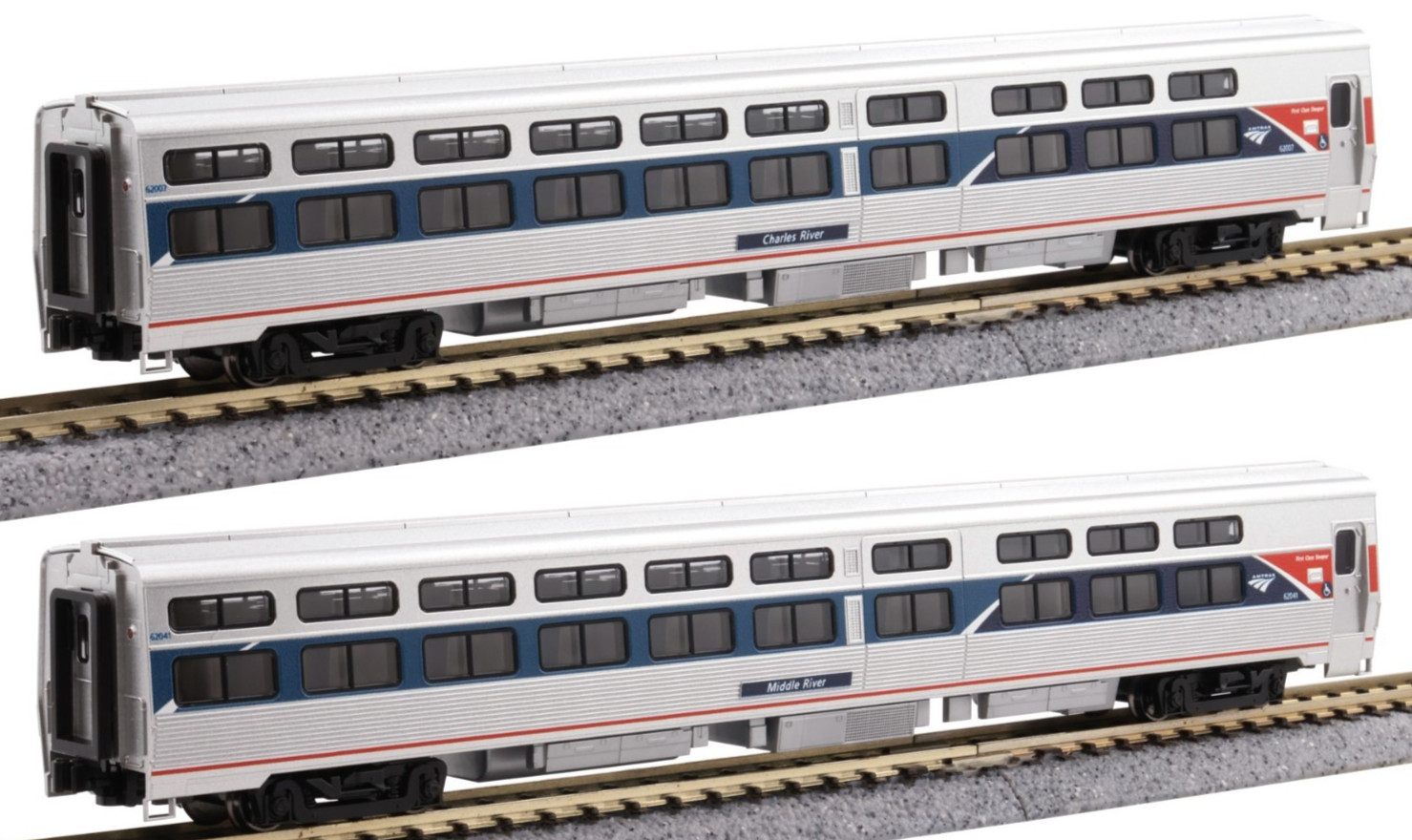 KATO 1066296 N SCALE Amtrak Viewliner I Sleeper 2 Car Set Phase VII 106-6296
