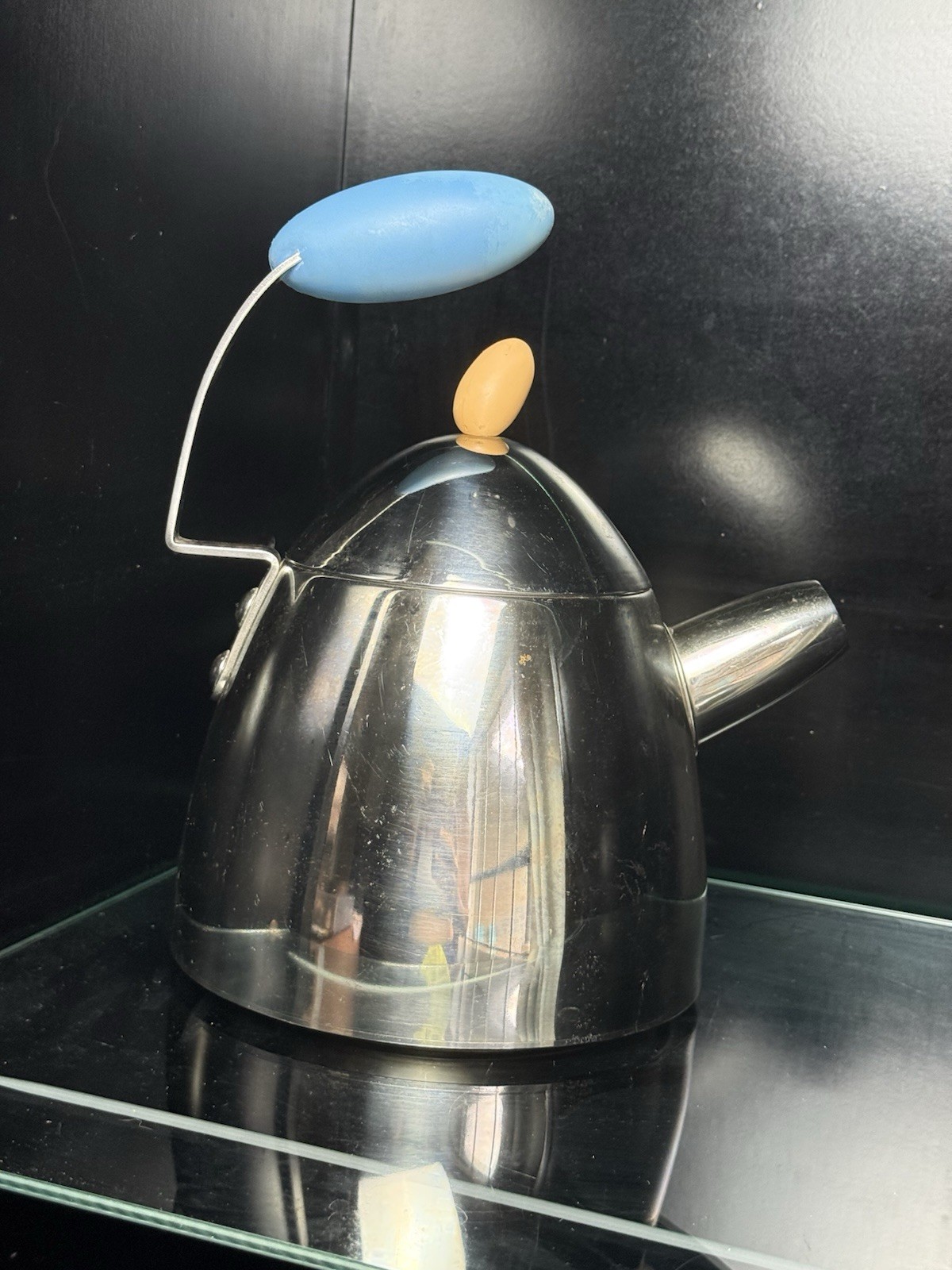Alessi 9093 Michael Graves Whistling Tea Kettle Blue Handle No Bird Whistle Alessi 9093 Michael Graves Whistling Tea Kettle Blue Handle No Bird Whistle