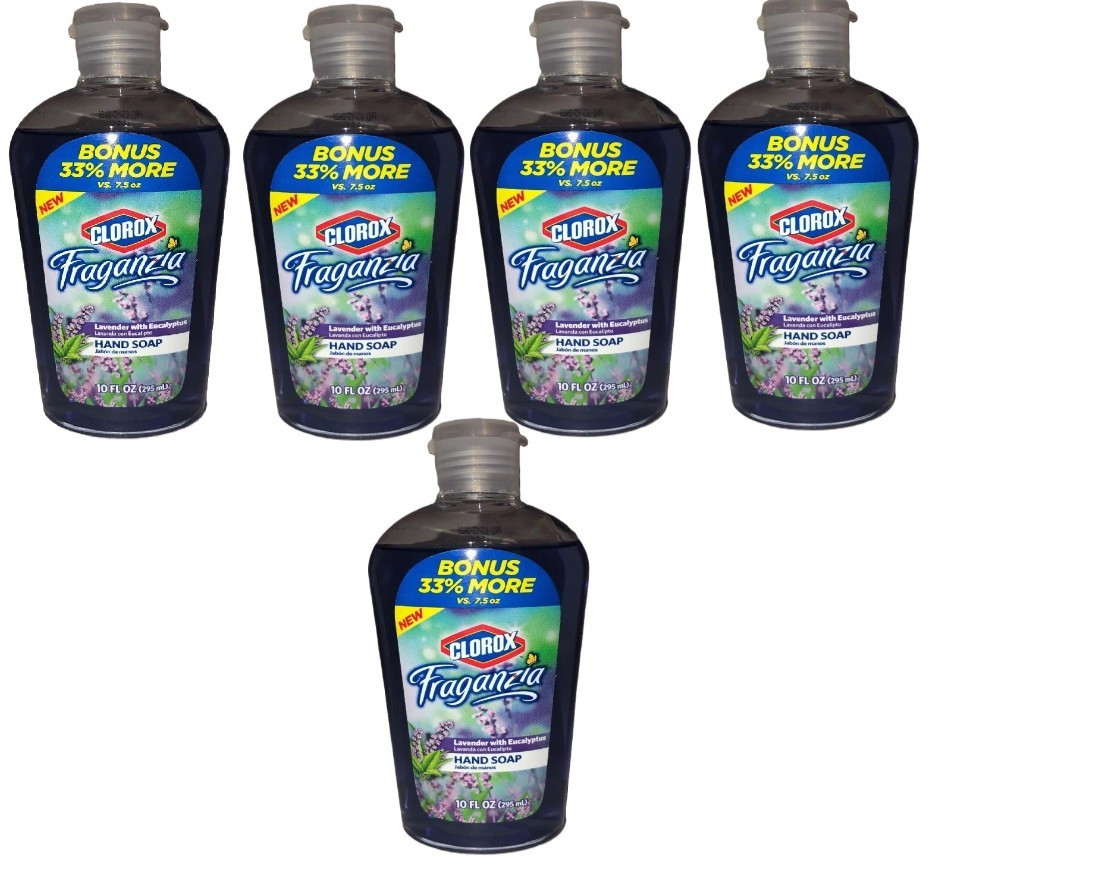 5 NEW CLOROX FRAGANZIA LAVENDER WITH EUCOLYPTUS HAND SOAP WASH 10 FL OZ 5 NEW CLOROX FRAGANZIA LAVENDER WITH EUCOLYPTUS HAND SOAP WASH 10 FL OZ